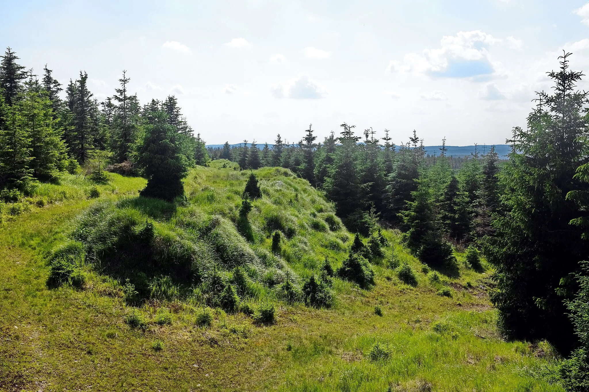 Photo showing: Zaječí posed, vyhlídkové místo pod vrcholem Zaječího vrchu (1009 m), Krušné hory, okres Karlovy Vary