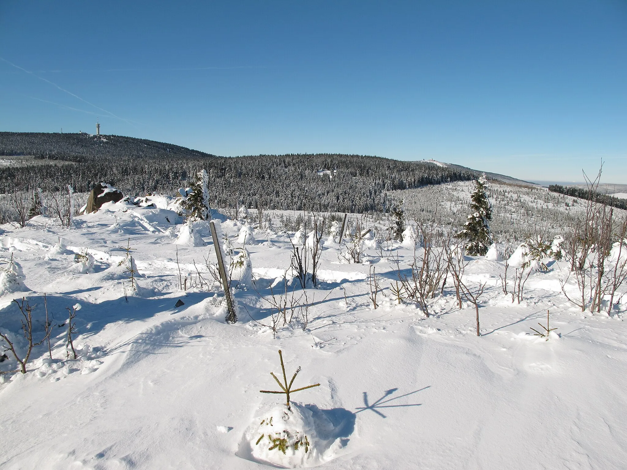 Photo showing: Ore Mountains: Macecha and Klínovec from Meluzína