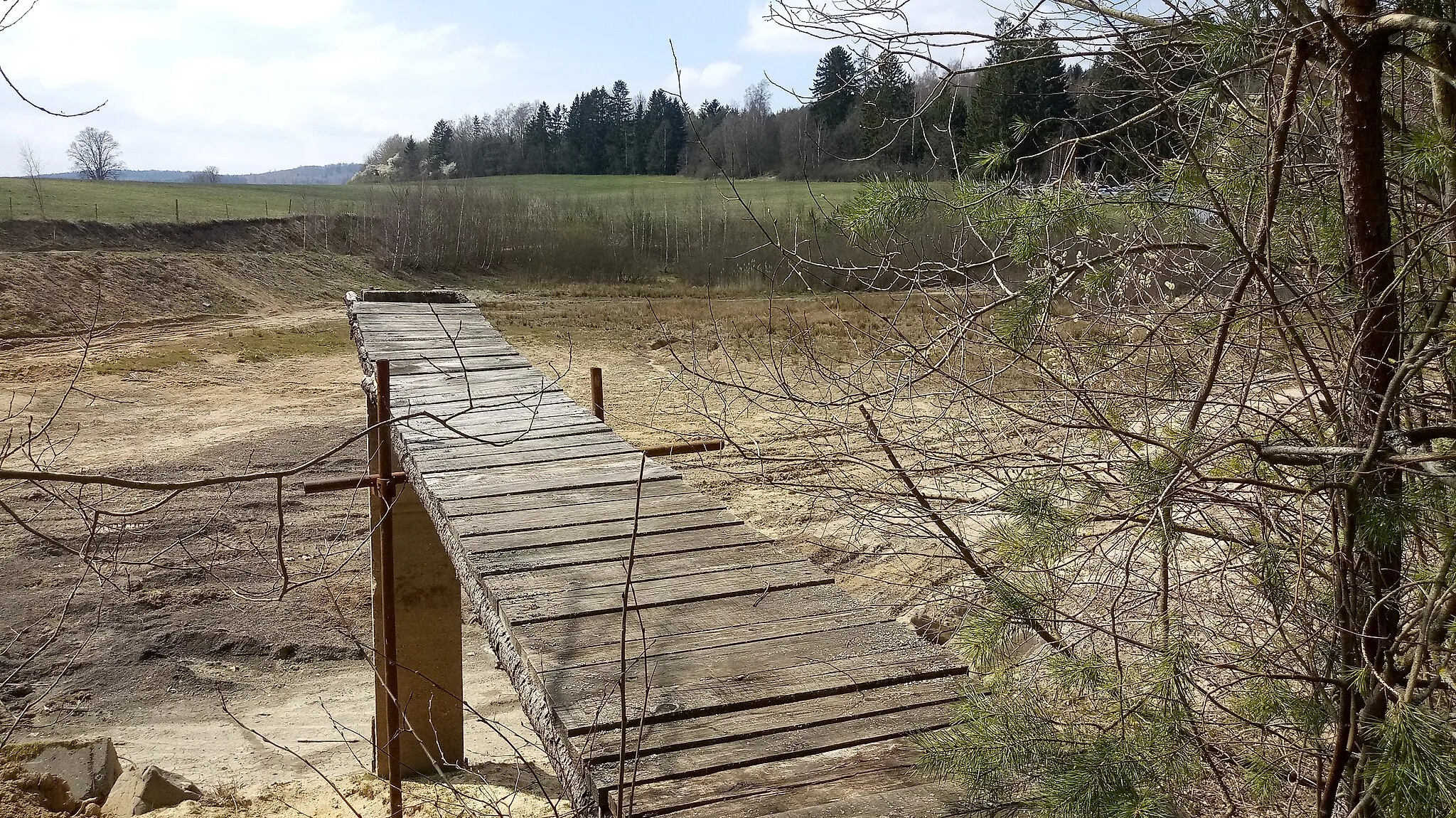 Photo showing: Drained pond in Dubina abandoned village, Cheb District, Czech Republic.