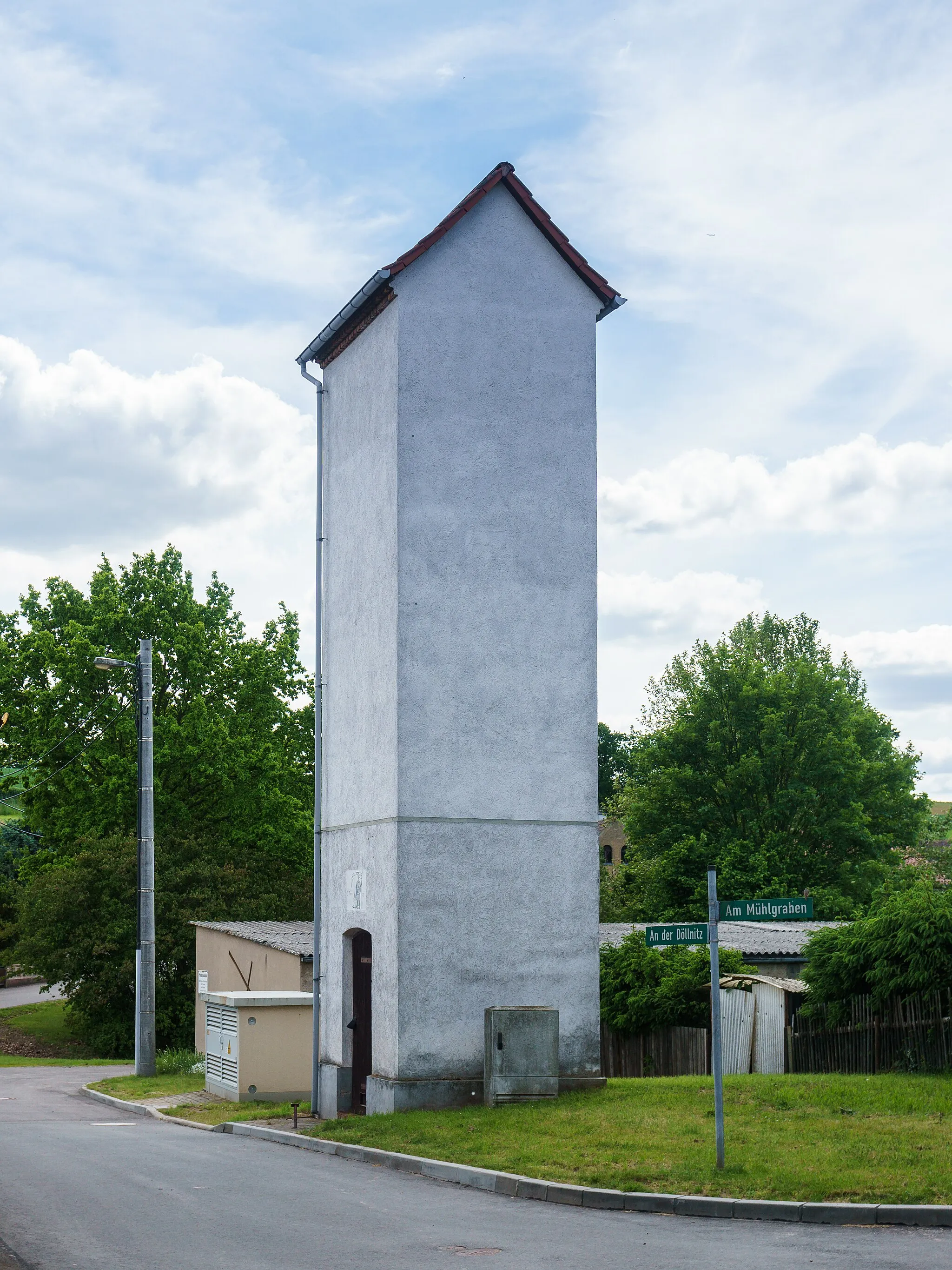 Photo showing: Schlauchturm der Feuerwehr, An der Döllnitz in Wermsdorf OT Mahlis