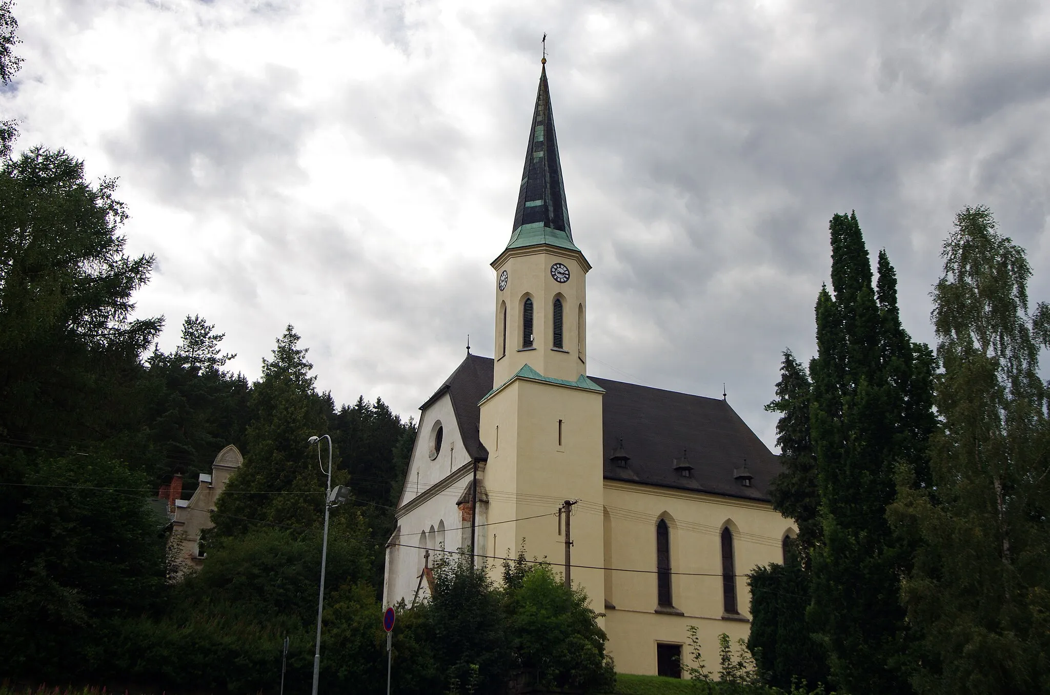 Photo showing: Stříbrná, okres Sokolov, kostel Nejsvětějšího Srdce Páně