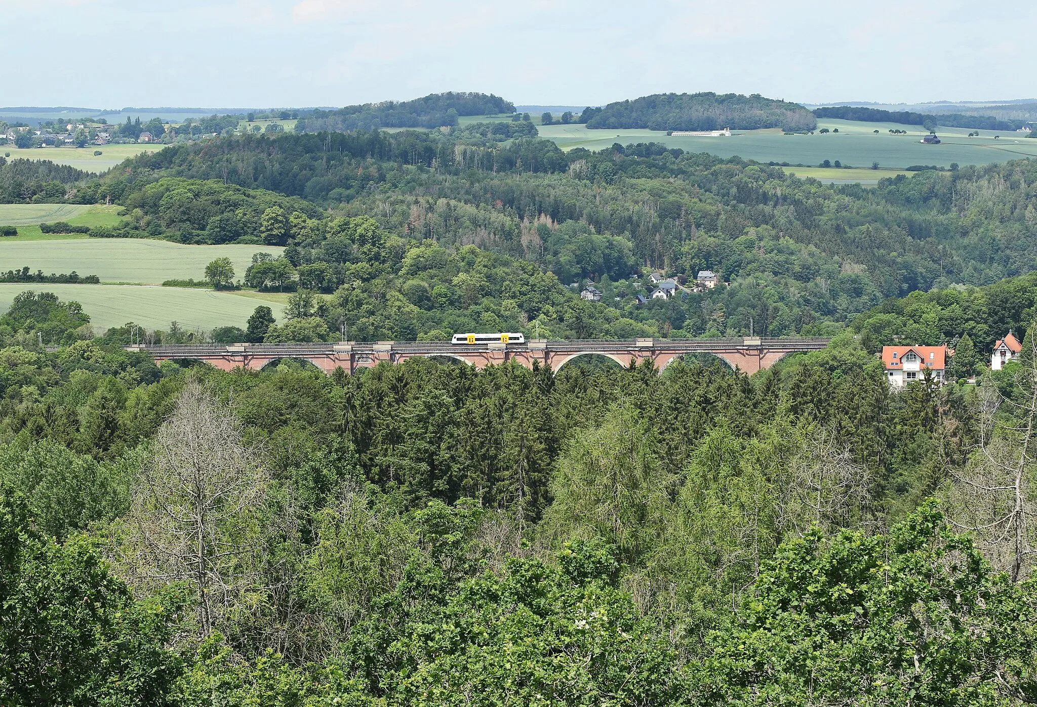 Photo showing: Blick auf die Elstertalbrücke vom Julius-Mosen-Turm. Vogtlandkreis in Sachsen.