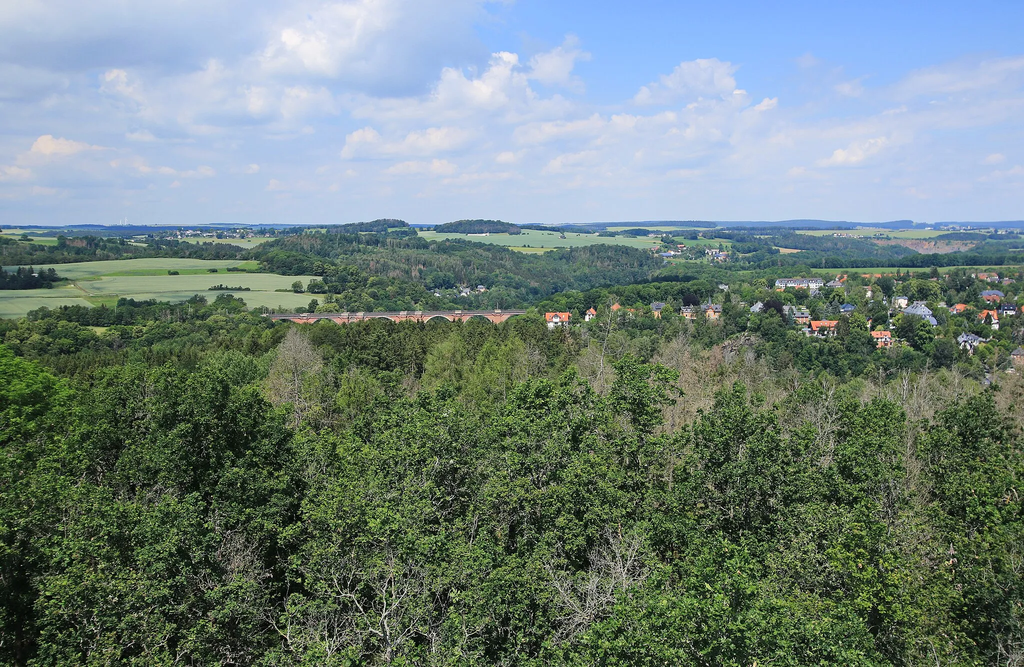 Photo showing: Blick auf die Elstertalbrücke vom Julius-Mosen-Turm. Vogtlandkreis in Sachsen.