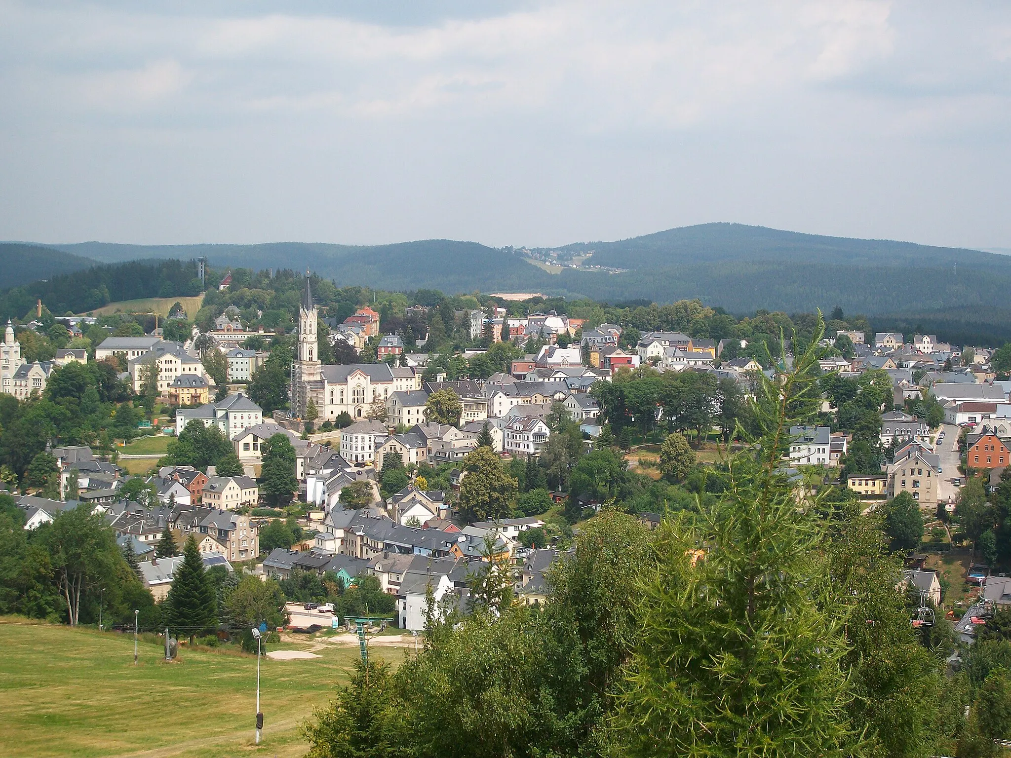 Photo showing: Adlerfels, Blick auf Eibenstock und Burkhardtsgrün