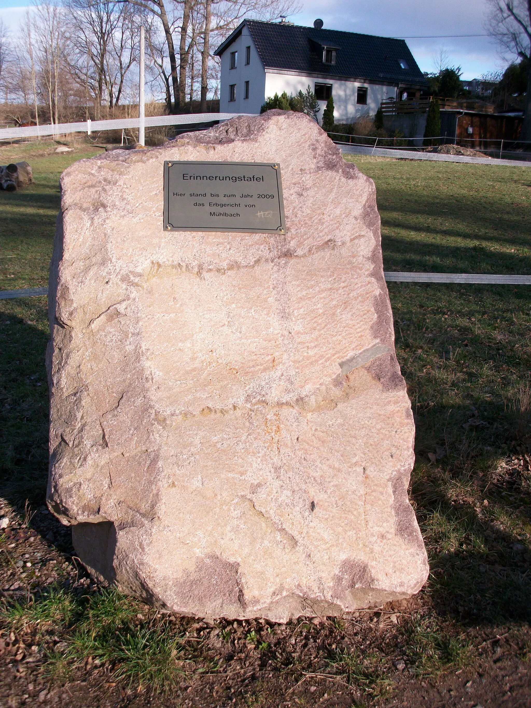 Photo showing: Mühlbach, Denkmal Standort Erbgericht