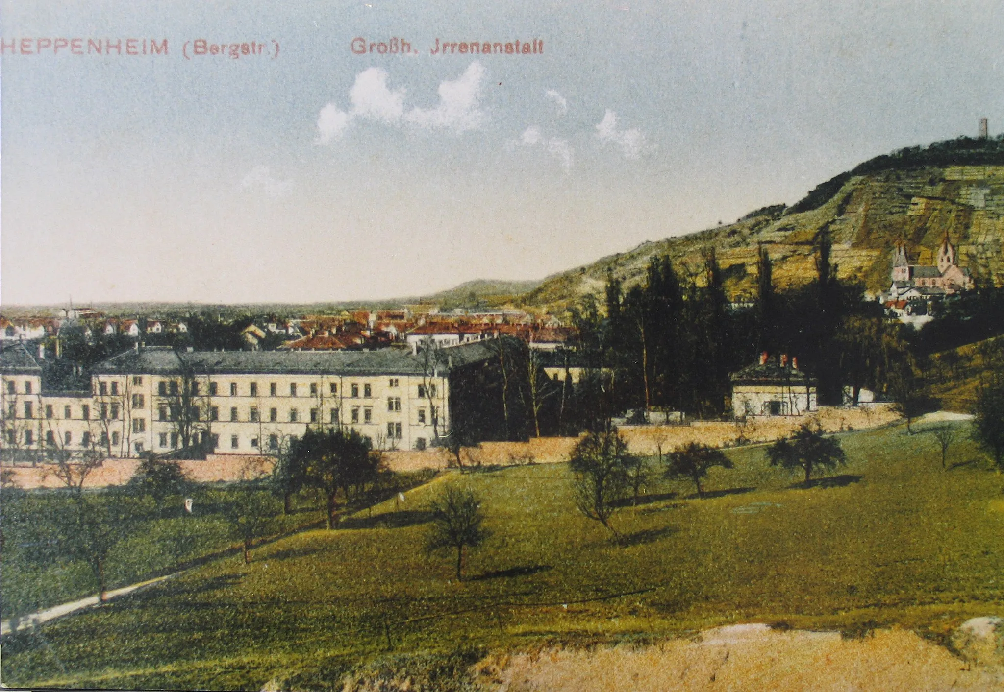 Photo showing: Partial view of the asylum near Heppenheim (Bergstraße) as seen from south.