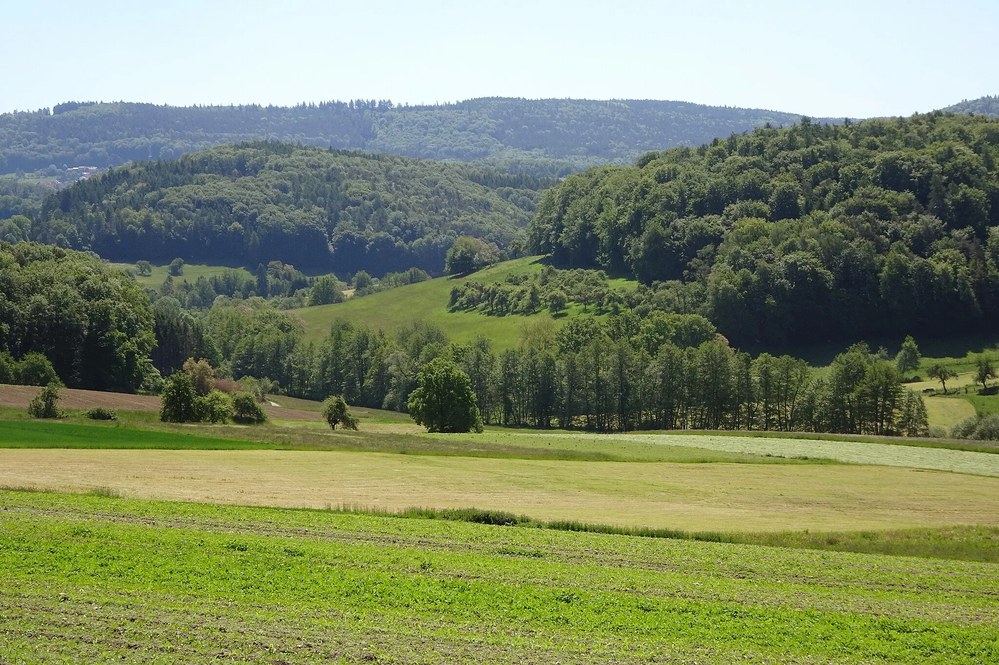 Photo showing: Valley of the brook Irrbach above Unter-Ostern (Reichelsheim) in the "Geo-Naturpark Bergstraße-Odenwald" (Germany, Hesse, Odenwaldkreis).