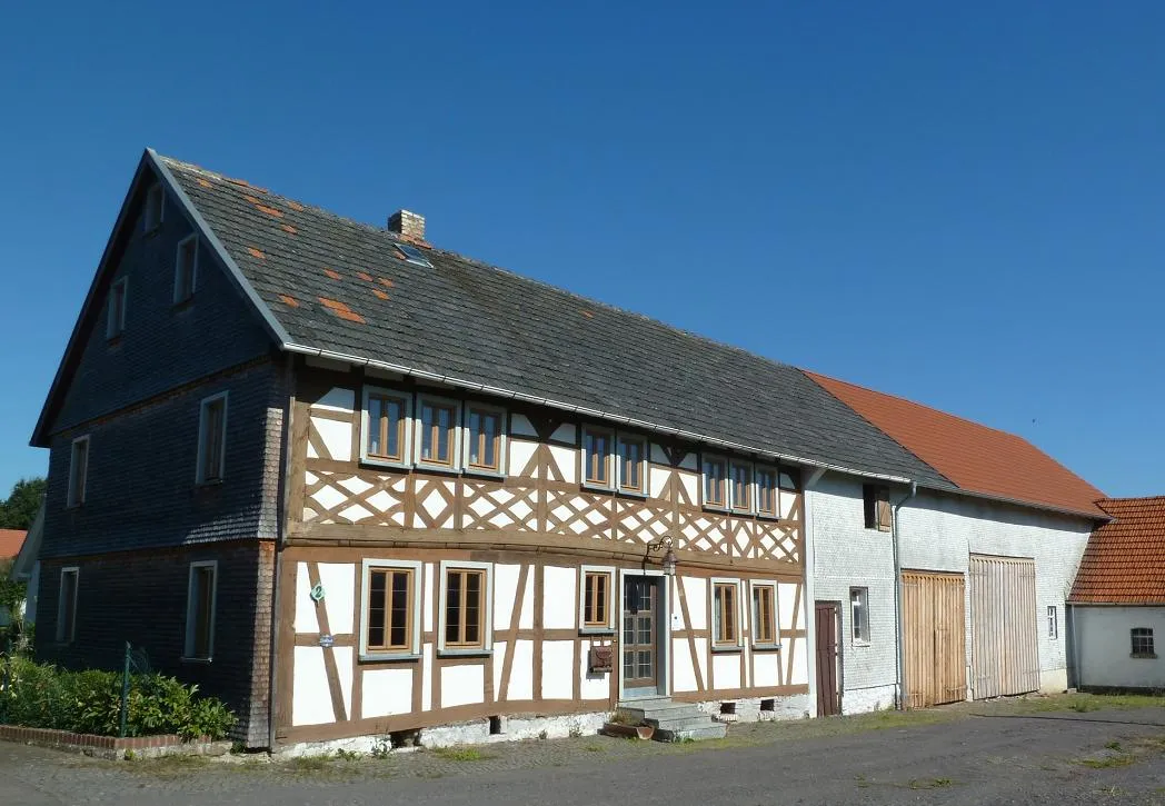 Photo showing: Half-timbered house (Birkenweg 2) in Bermuthshain, Hesse, Germany.