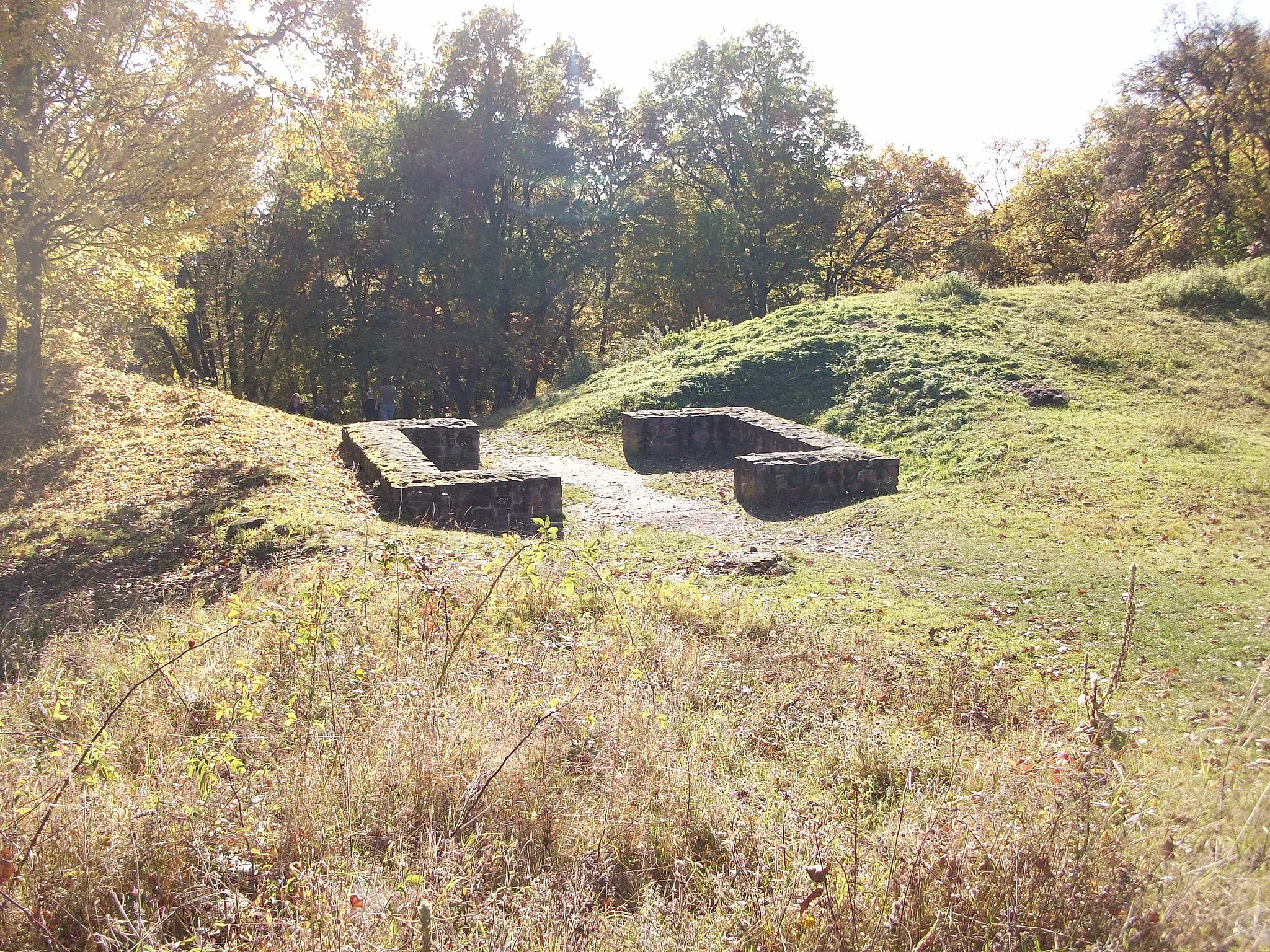 Photo showing: Mittelalterliche Befestigungsreste der Burg Glauburg, Enzheimer Pforte, Zollstelle, Südwesten