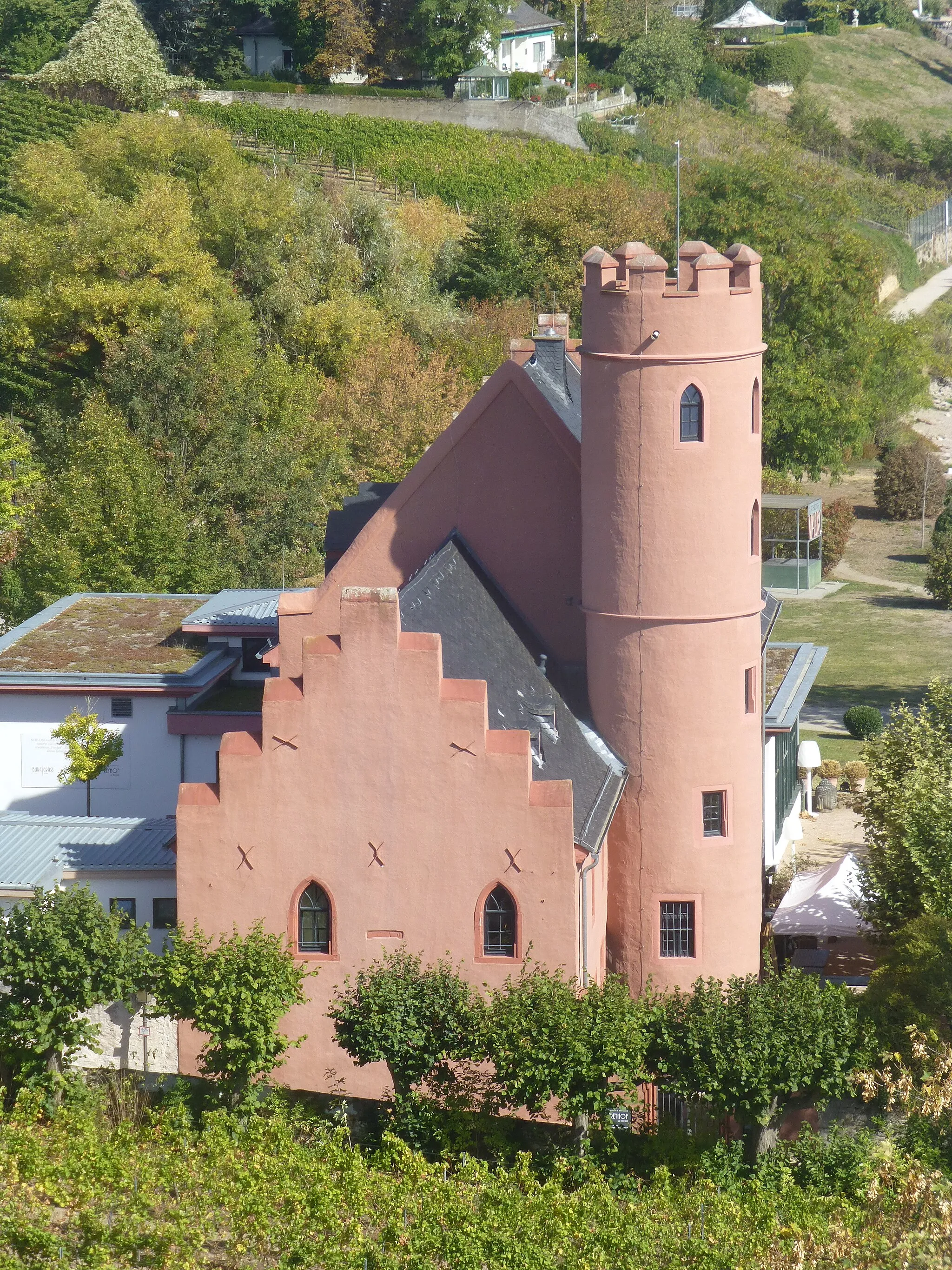 Photo showing: Blick vom Burgturm der Kurfürstlichen Burg zur Burg Crass