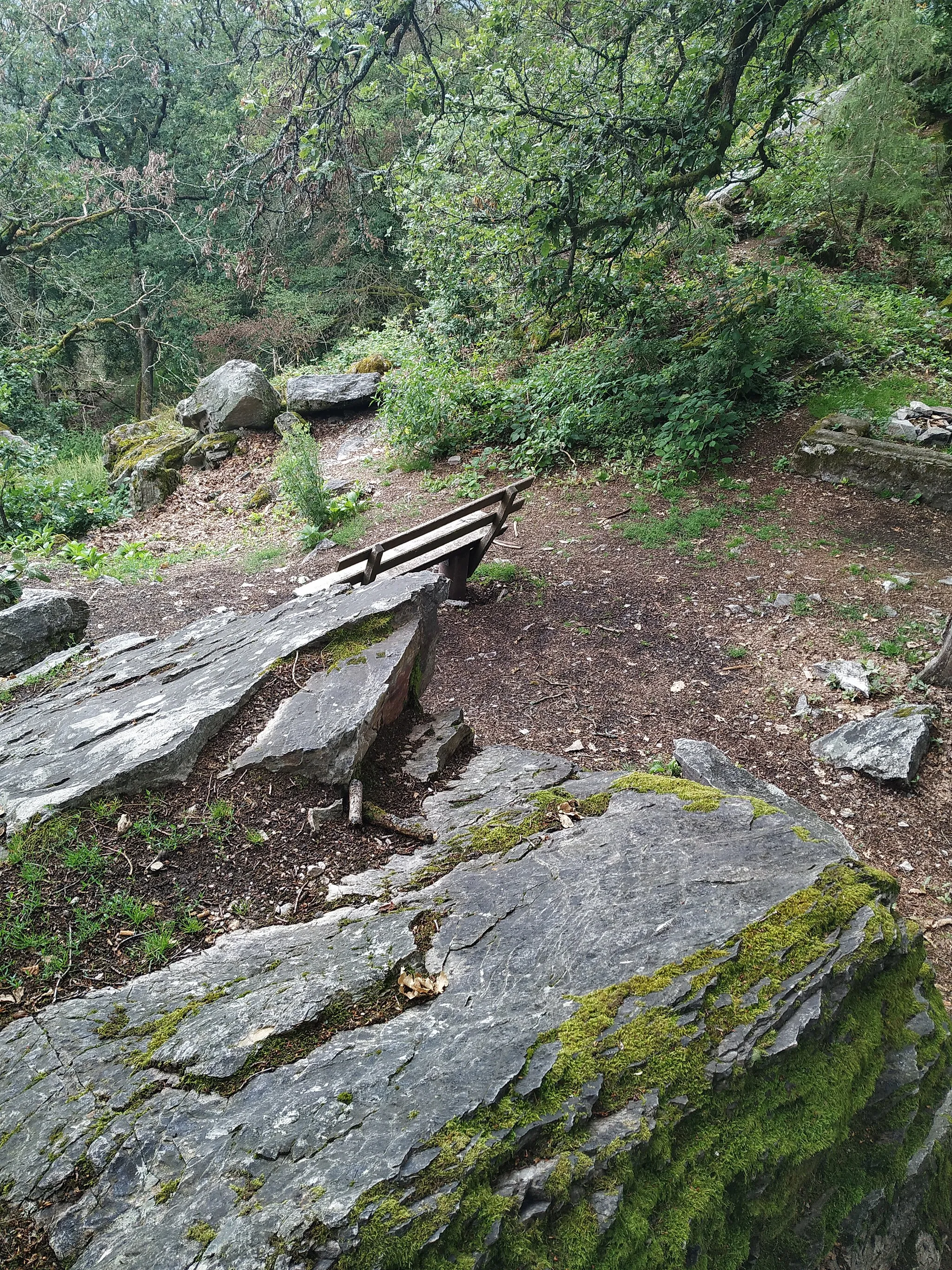 Photo showing: Aus Taunusquarzit bestehende Steine am Wanderweg "Steinbruchweg" im Taunus im hessischen Hochtaunuskreis
