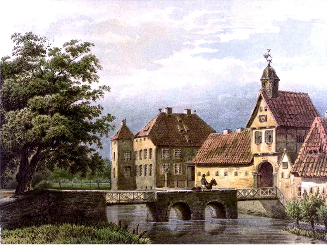 Photo showing: Gut Stockhausen, Lithografie aus dem 19. Jahrhundert