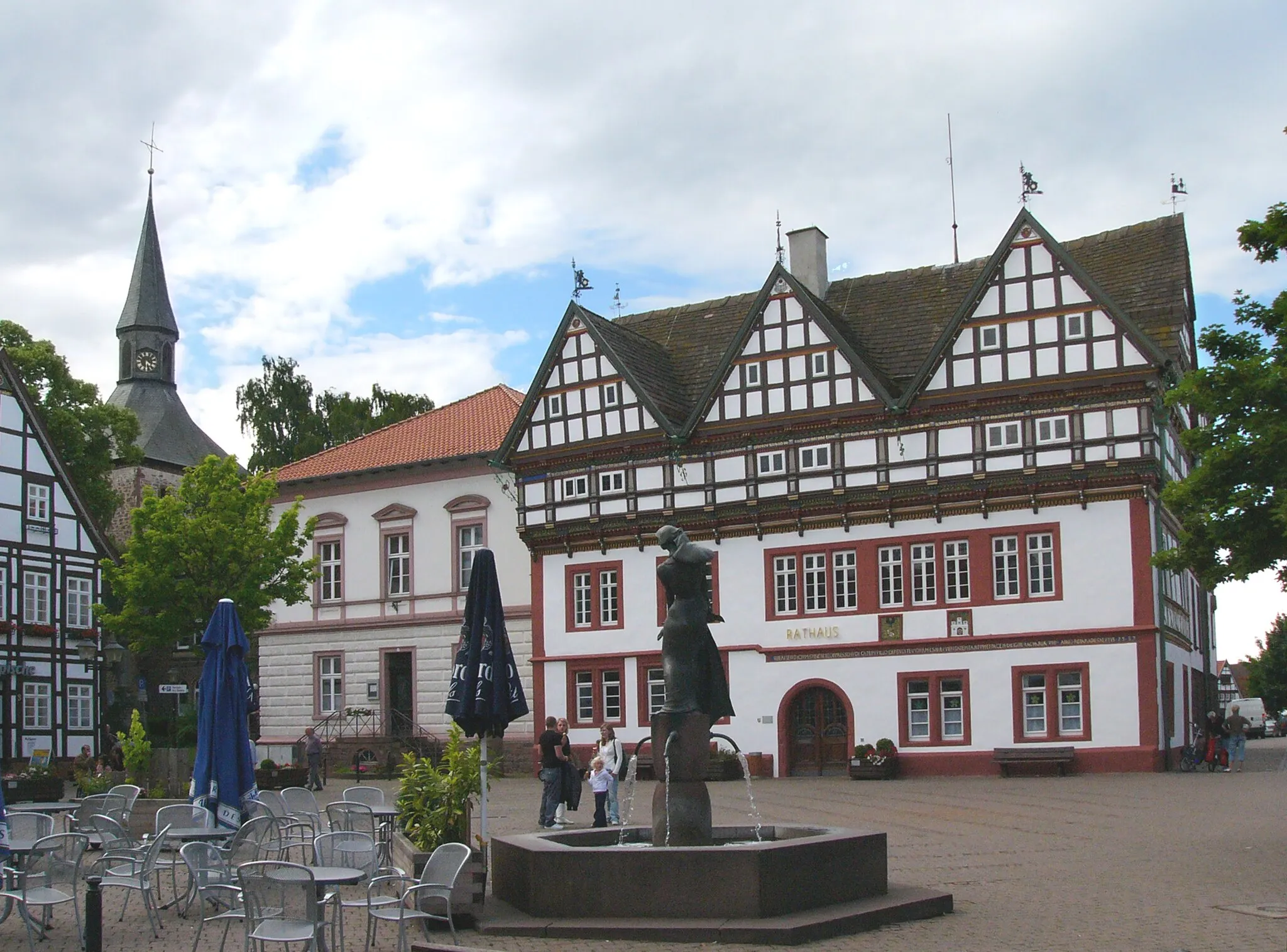 Photo showing: Town hall and market place in Blomberg, Germany