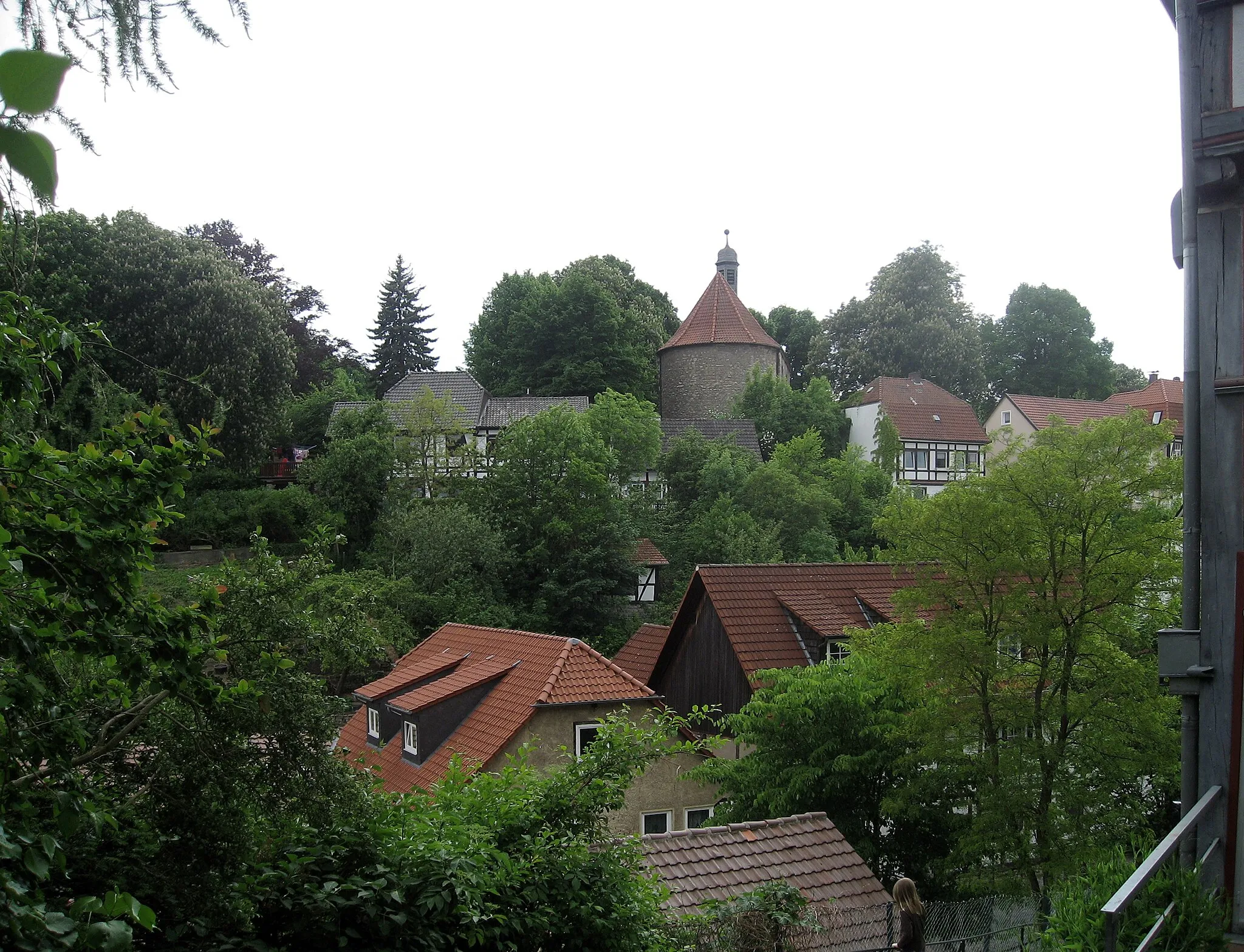Photo showing: Blick auf den Burgberg (Wartberg) in Warburg. Auf dem Wartberg stand eine Burganlage, von der nur noch die Krypta der Andreaskirche existiert, die unter der Erasmuskapelle liegt.