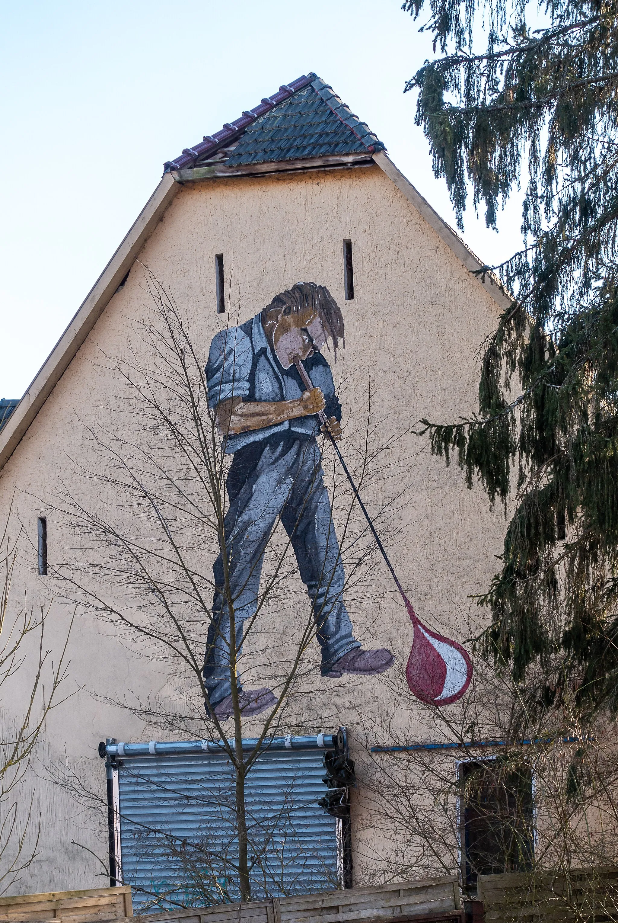 Photo showing: Wandmalerei an der ehemaligen Glashütte in Bad Driburg-Erpentrup