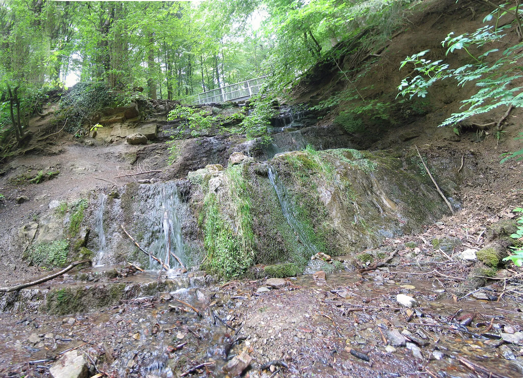 Photo showing: Waterfall near lake Grüner See near Melle, District of Minden-Lübbecke, District of Osnabrück, Lower Saxony.