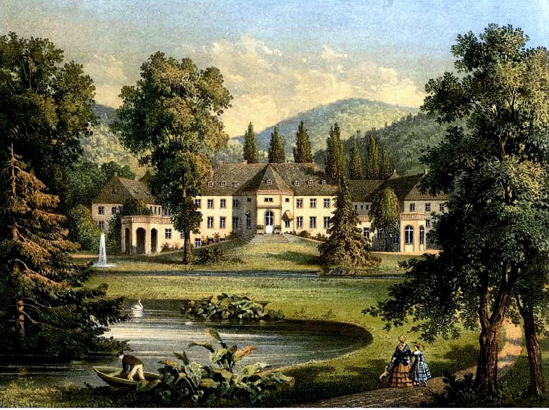 Photo showing: Schloss Rheder, Lithografie aus dem 19. Jahrhundert
