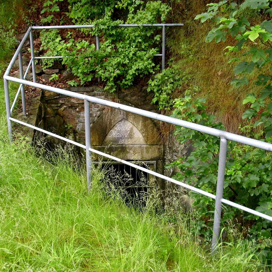 Photo showing: Eingang des Pöpeltalstollen (Entwässerung zur Roten Weißeritz) an der Straßenkreuzung B 170/B 171 in Obercarsdorf