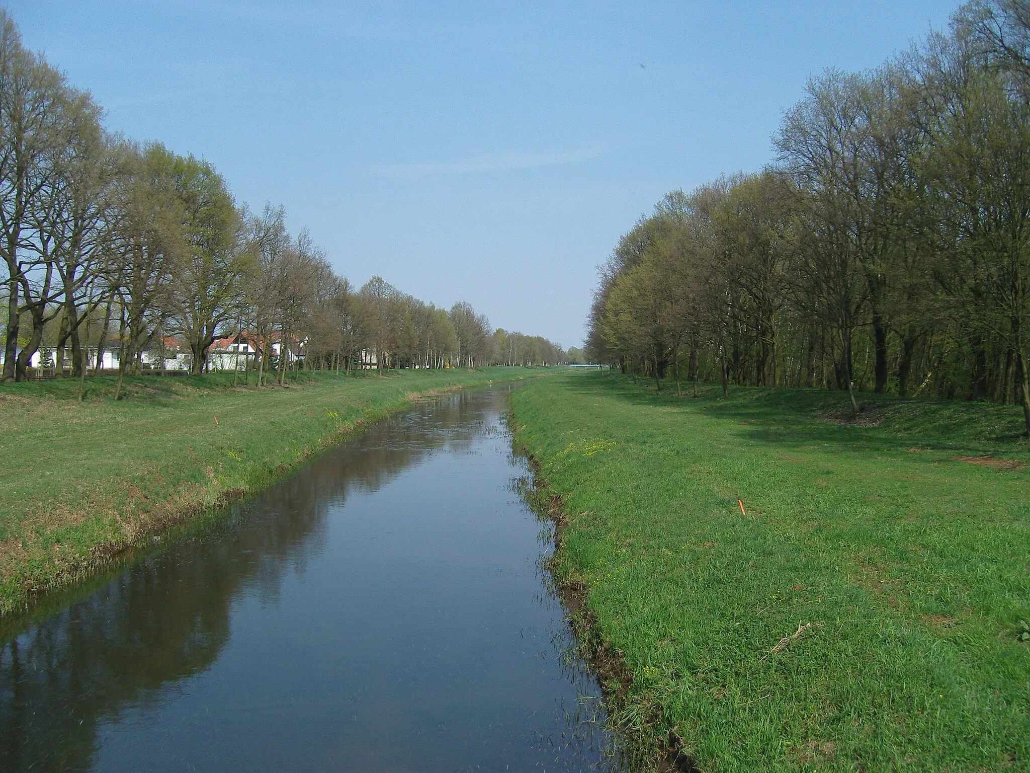 Photo showing: Schwarze Elster beim Senftenberger Ortsteil Brieske, auf der linken Bildseite befindet sich Briekse auf der rechten der Niemtscher Park