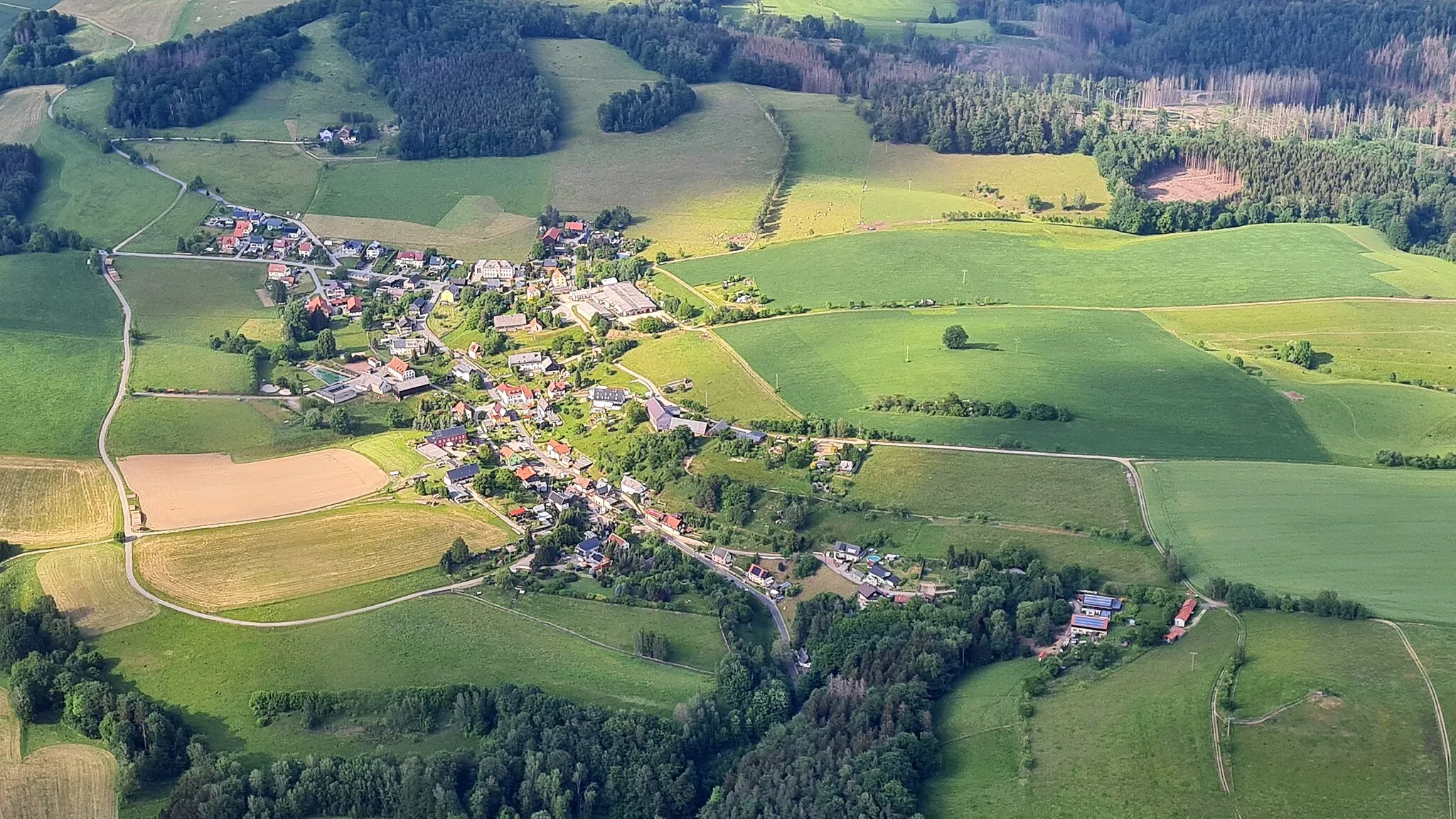 Photo showing: Luftbild von Hohnstein-Goßdorf, Sächsische Schweiz