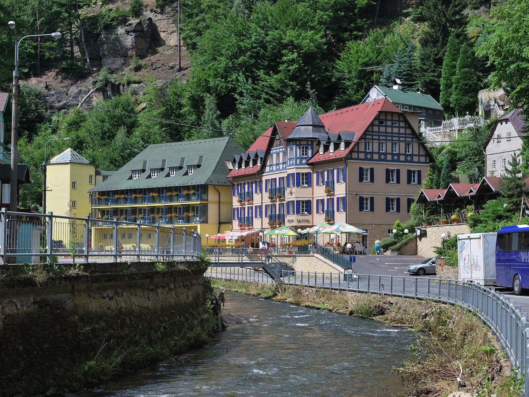 Photo showing: The village Hřensko at the river Kamenice in the North of the Czech Republic.
