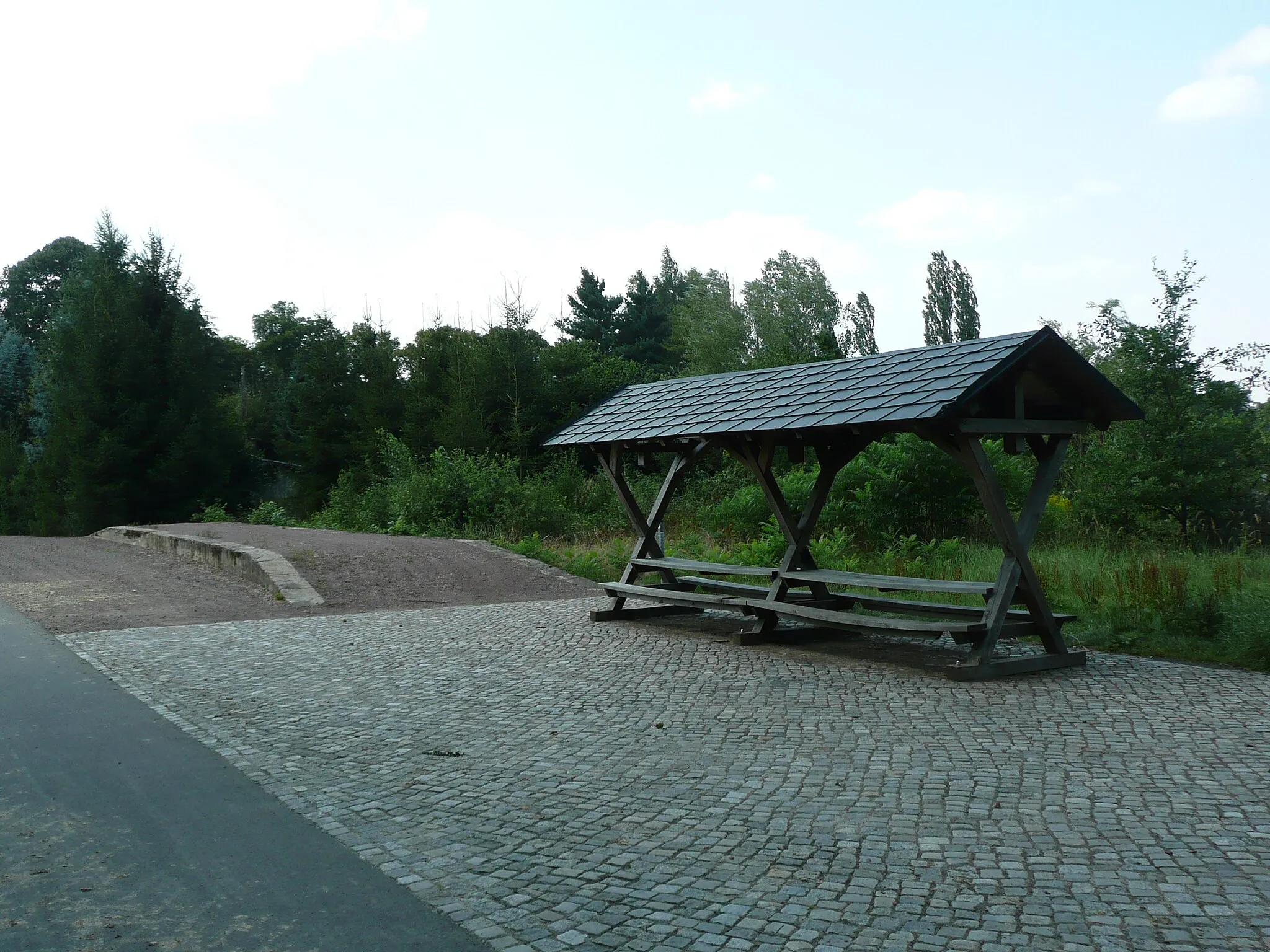 Photo showing: erhaltene Laderampe der Station Birkenhain-Limbach der ehemaligen Kleinbahn Wilsdruff-Nossen