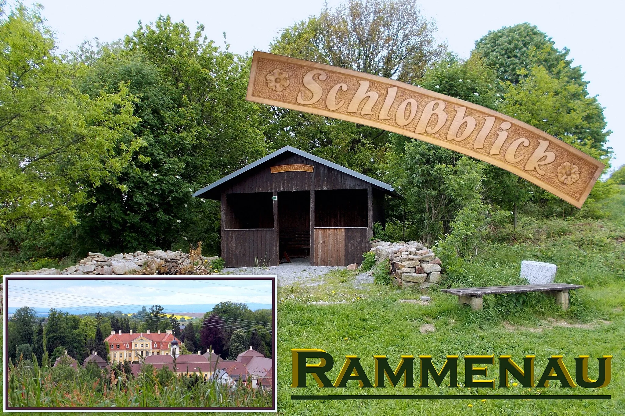 Photo showing: An der Schutzhütte "Schloßblick" auf dem Weg zum Tanneberg bei Rammenau.