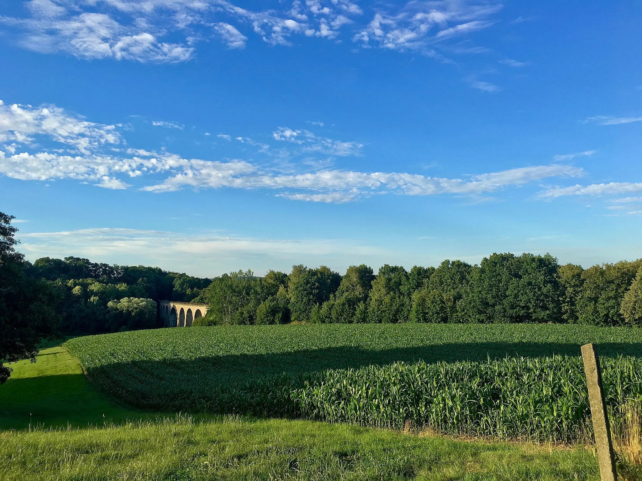 Photo showing: Eisenbahnviadukt Gröditz vom Jakobsweg aus gesehen