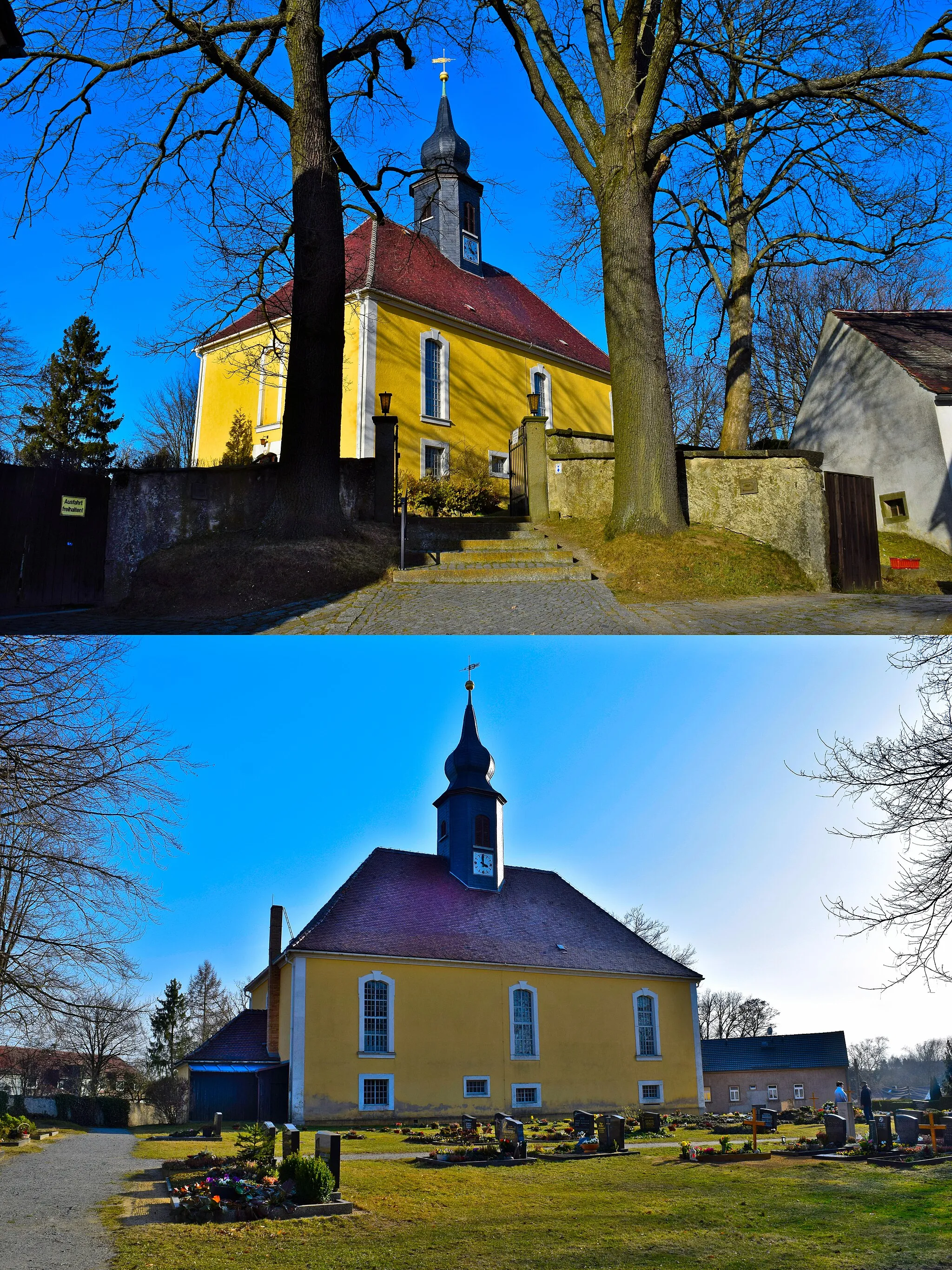 Photo showing: Rammenauer Kirche: Bild oben ist Süd-West-Seite, Bild unten ist Nord-Seite