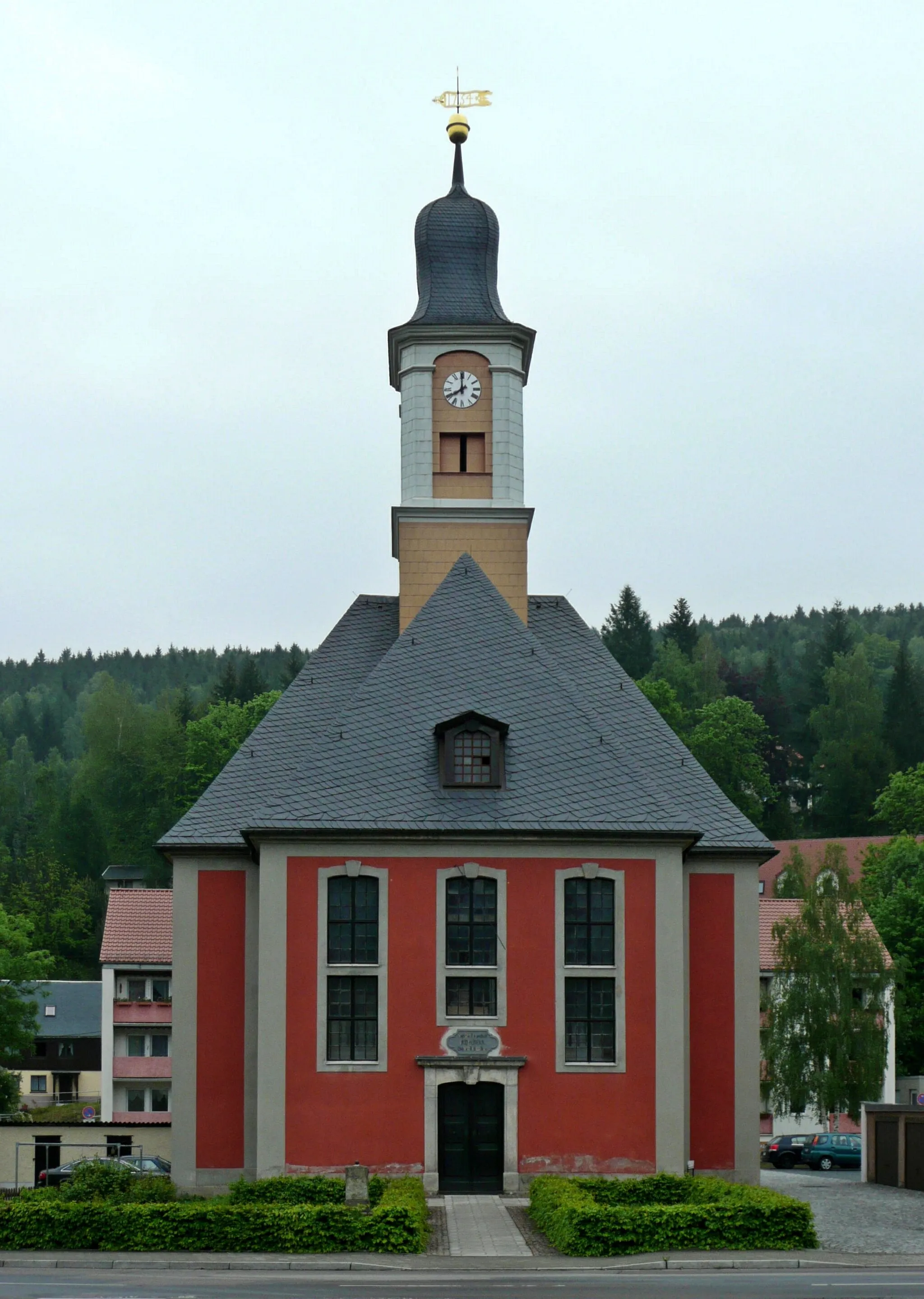 Photo showing: This image shows the "Trinity Church" in Schmiedeberg. The church was built by George Bähr from 1713 to 1716.