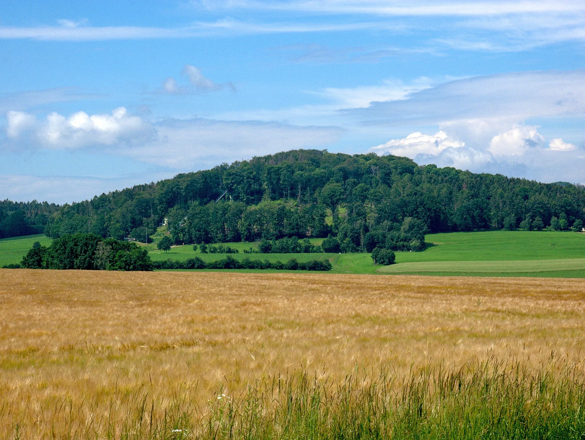 Photo showing: Die Westseite des Forstenberg bei Spitzkunnersdorf, Sachsen.