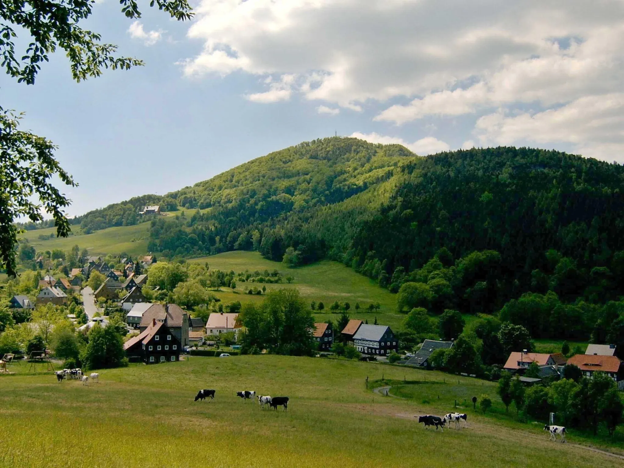 Photo showing: Die Lausche im Zittauer Gebirge, Blick über Waltersdorf zur Lausche.