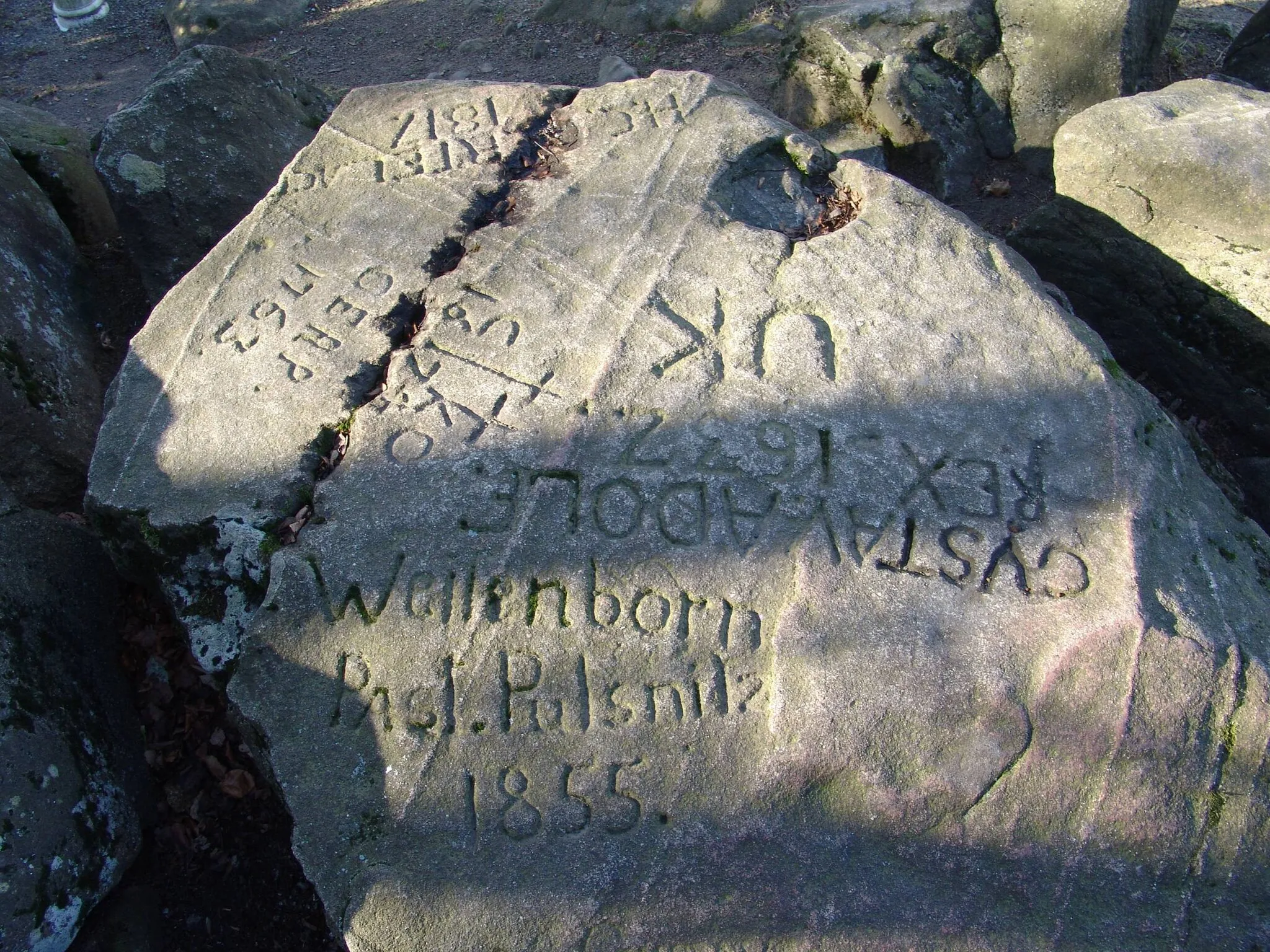 Photo showing: Steininschrift auf dem Schwedenstein