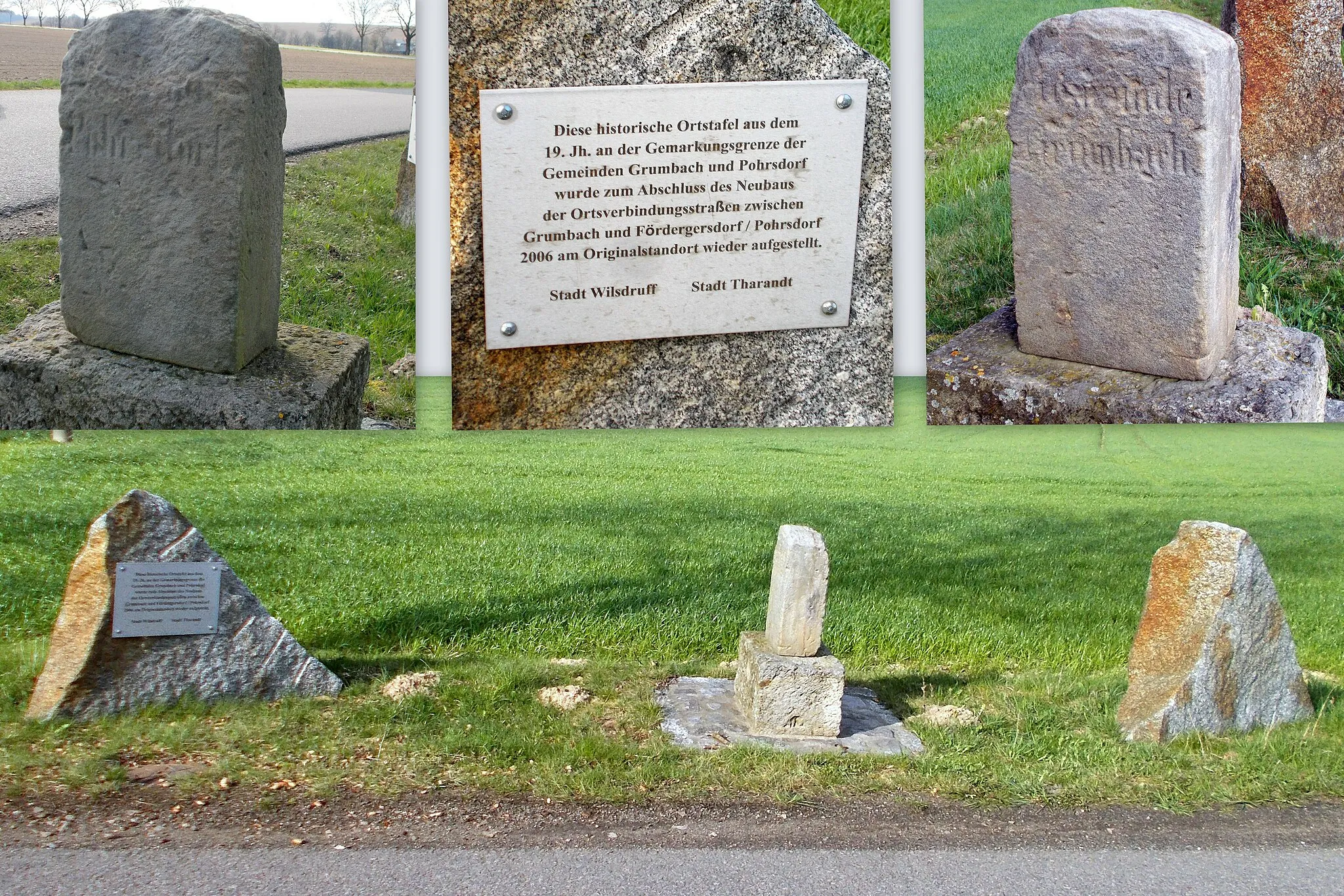 Photo showing: Grenzstein an der Straße Grumbach Pohrsdorf (Grenze Tharandt / Wilsdruff)