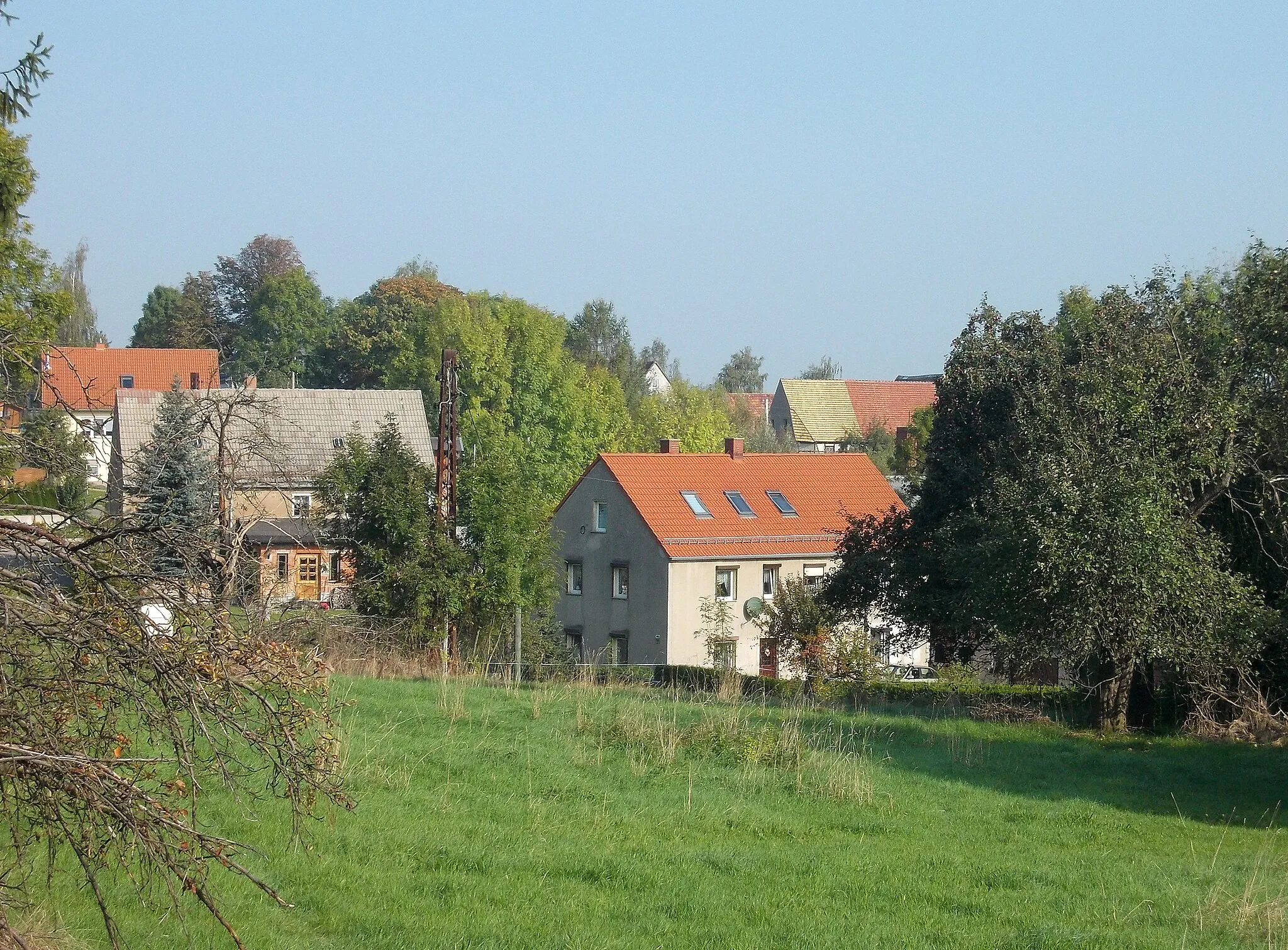 Photo showing: View of a part of Wettersdorf (Rosswein, Mittelsachsen district, Saxony)