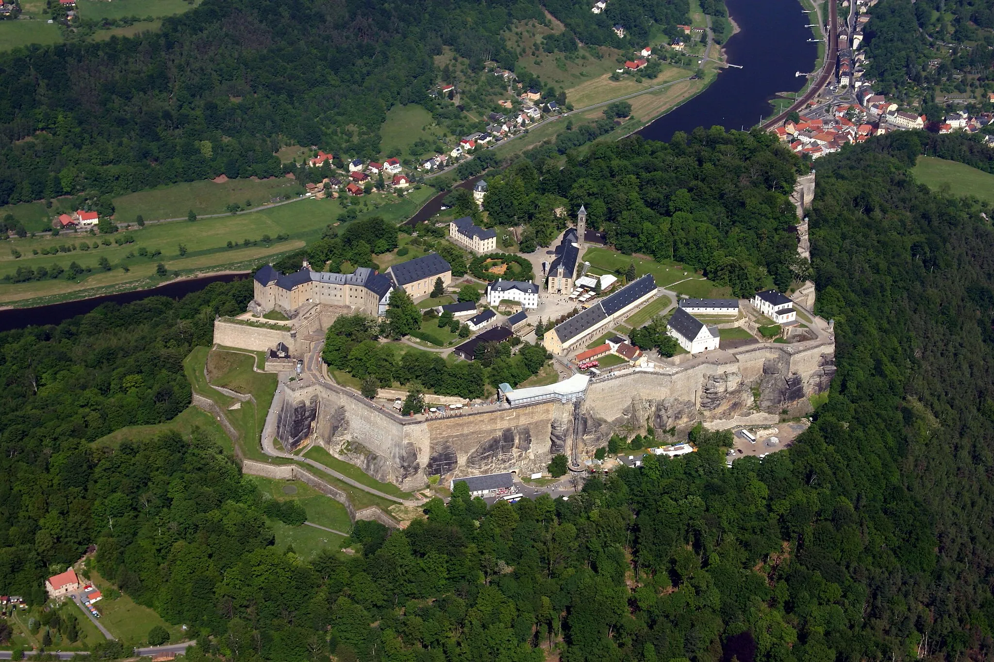 Photo showing: Aerial photo of the Festung Königstein (Fortress)