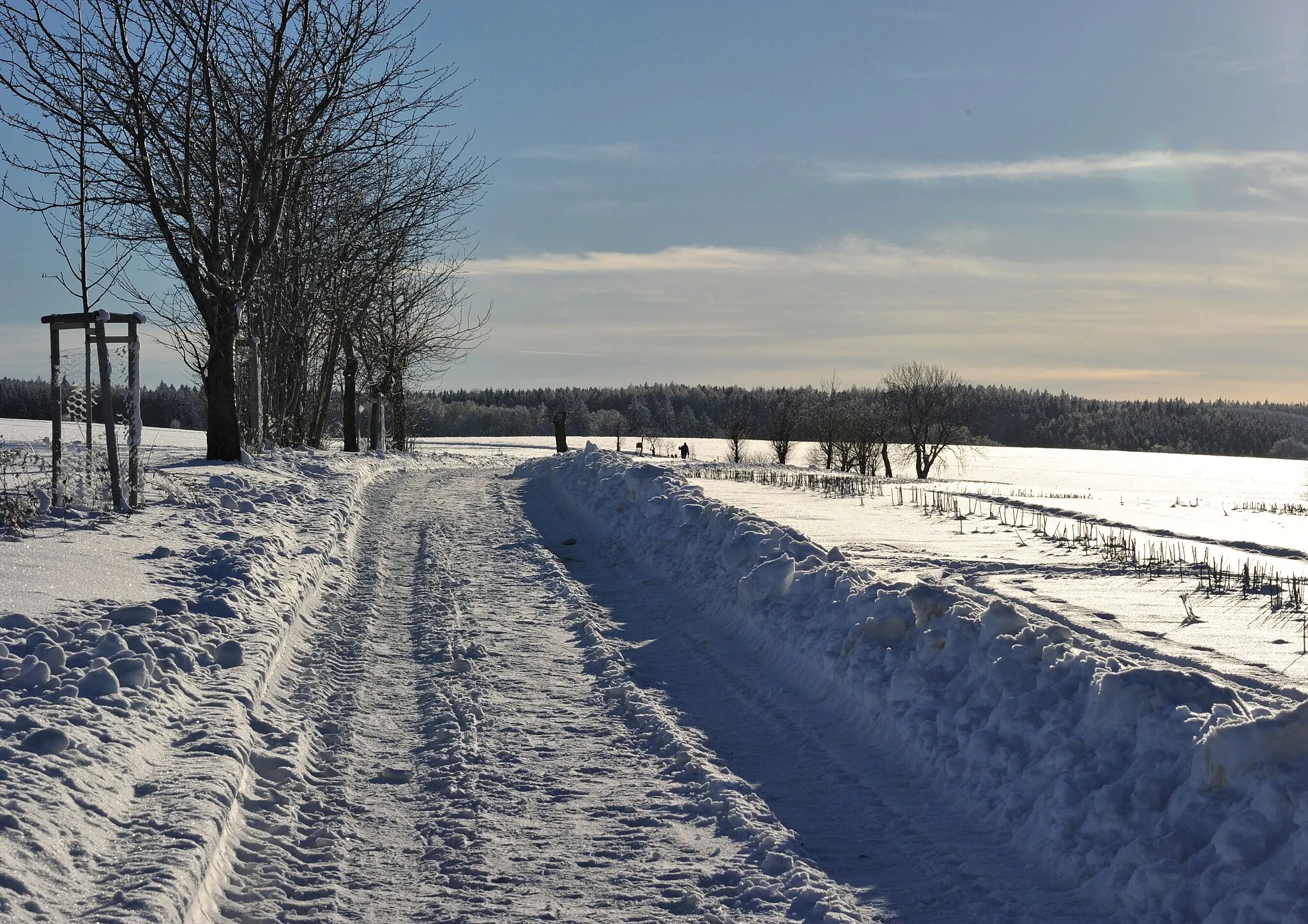 Photo showing: Glashütte, OT Luchau: Blick in die Eisenstra0e in Richtung Südwesten, eine Altstraße im Osterzgebirge, die hier nach Schmiedeberg verläuft (Landkreis Sächsische Schweiz-Osterzgebirge, Freistaat Sachsen, Deutschland)