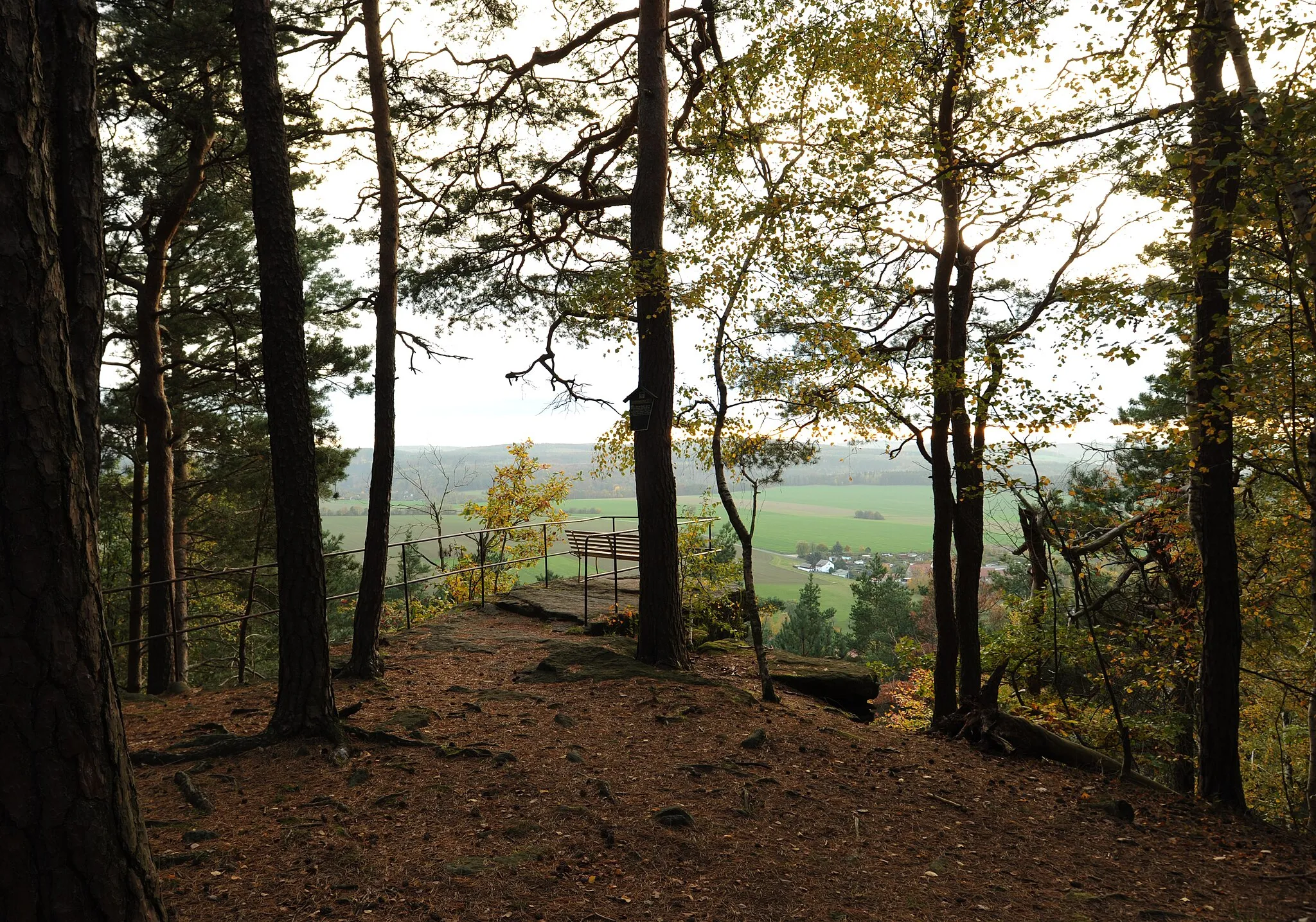 Photo showing: Bad Gottleuba-Berggießhübel, OT Langenhennersdorf: Blick zum Aussichtspunkt Napoleonstein (Landkreis Sächsische Schweiz-Osterzgebirge, Freistaat Sachsen, Deutschland)