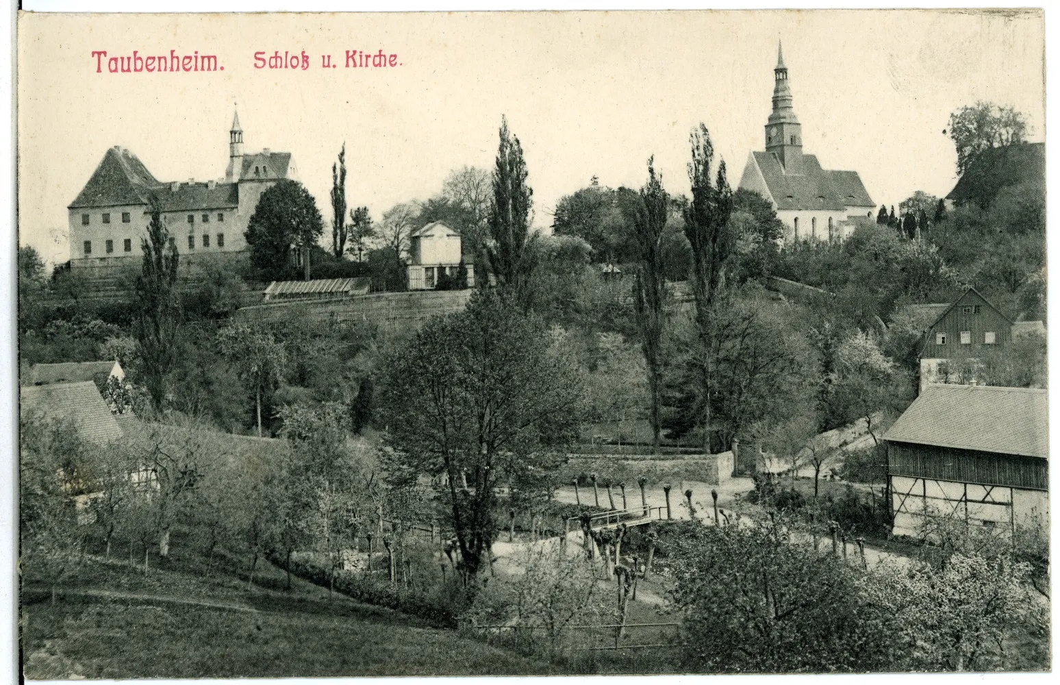 Photo showing: Taubenheim (Klipphausen); Blick auf Schloß und Kirche
