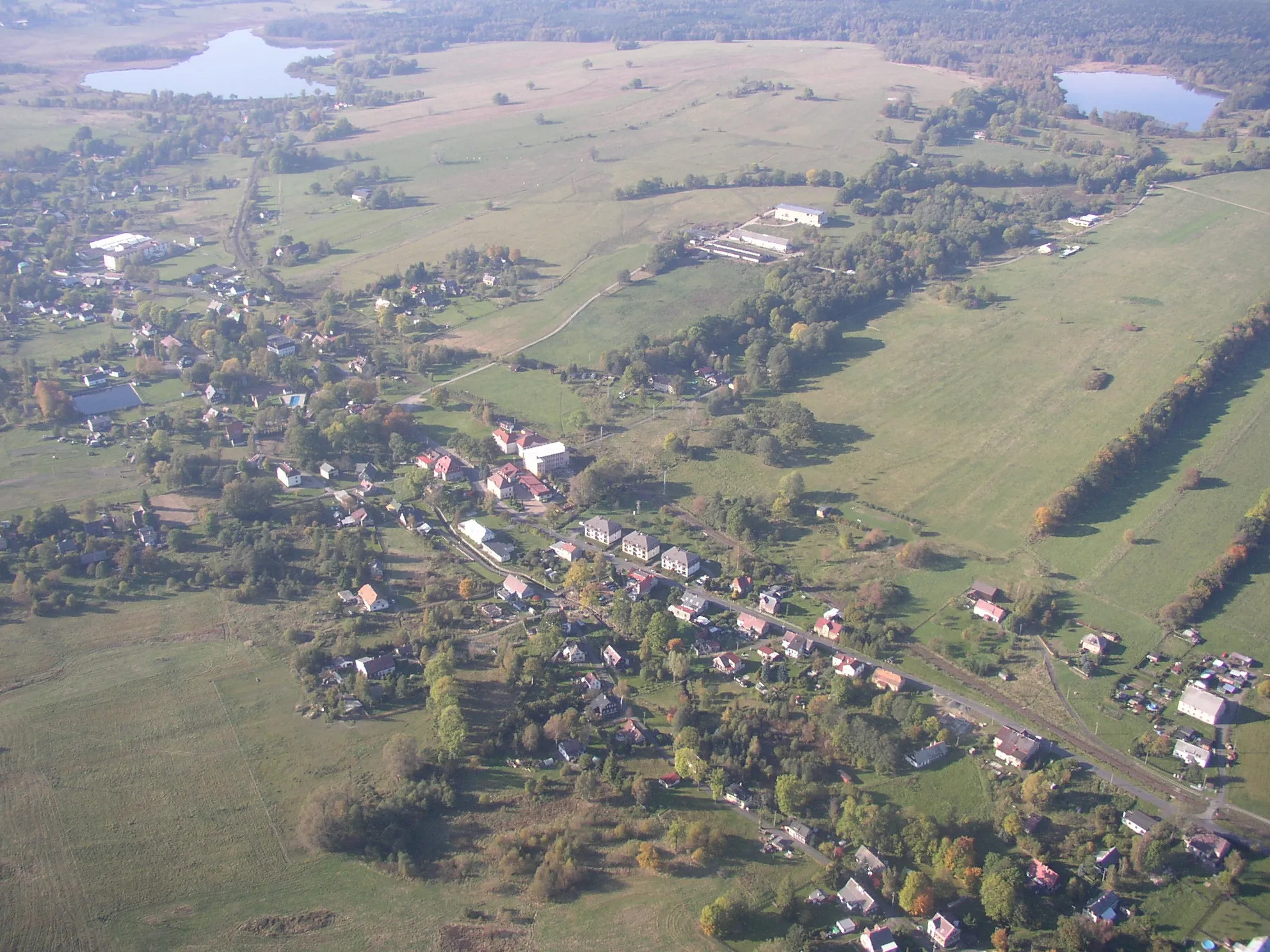 Photo showing: Letecký snímek středu obce Horní Podluží
