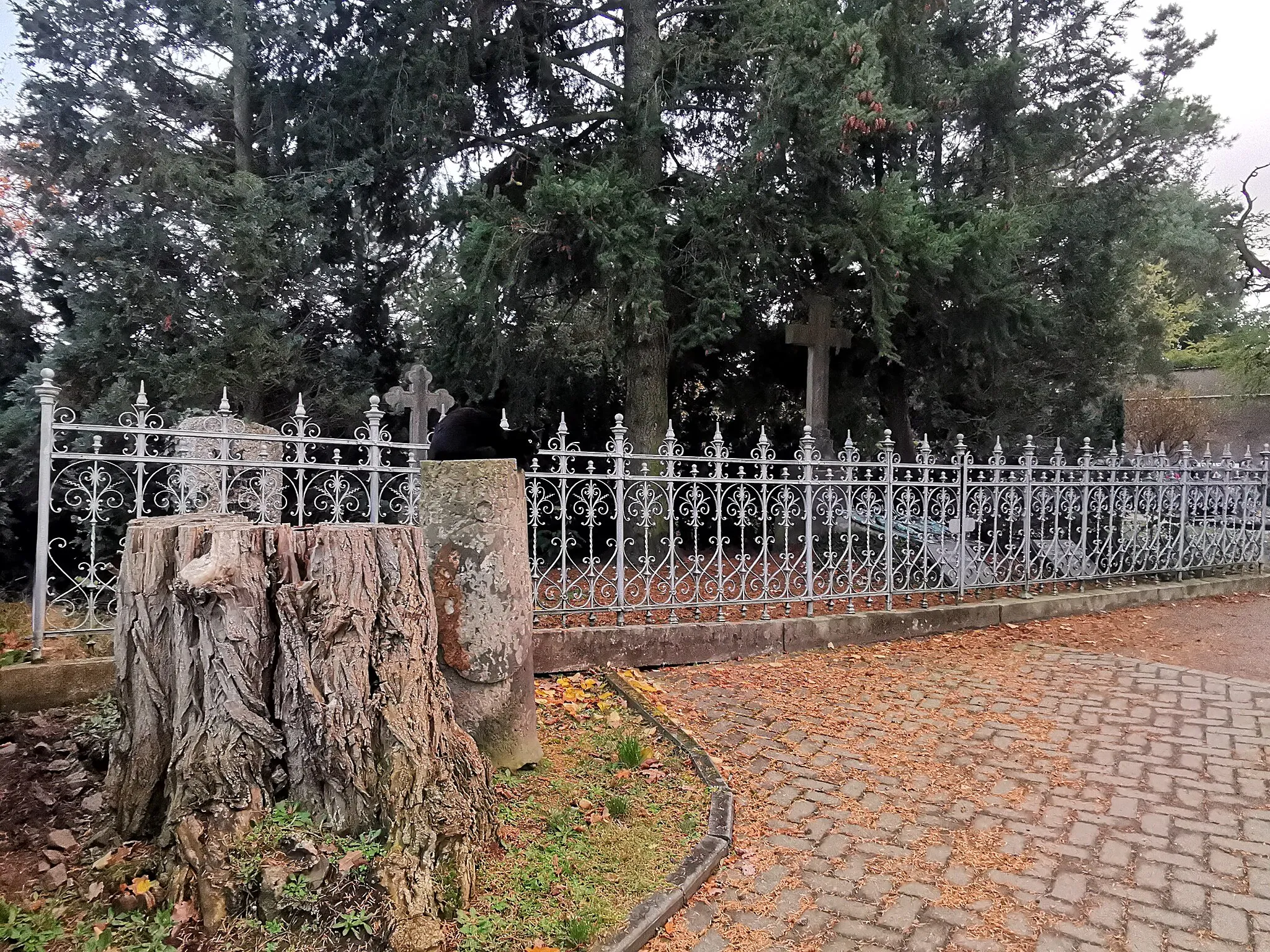 Photo showing: Denkmalgeschützte Grabanlage der Familie von Burgk auf dem Friedhof Schönfeld