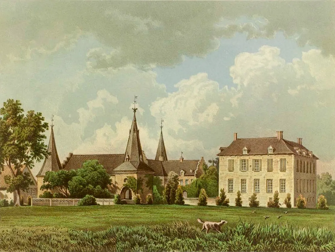 Photo showing: Schloss Haag in Geldern, Lithografie aus dem 19. Jahrhundert