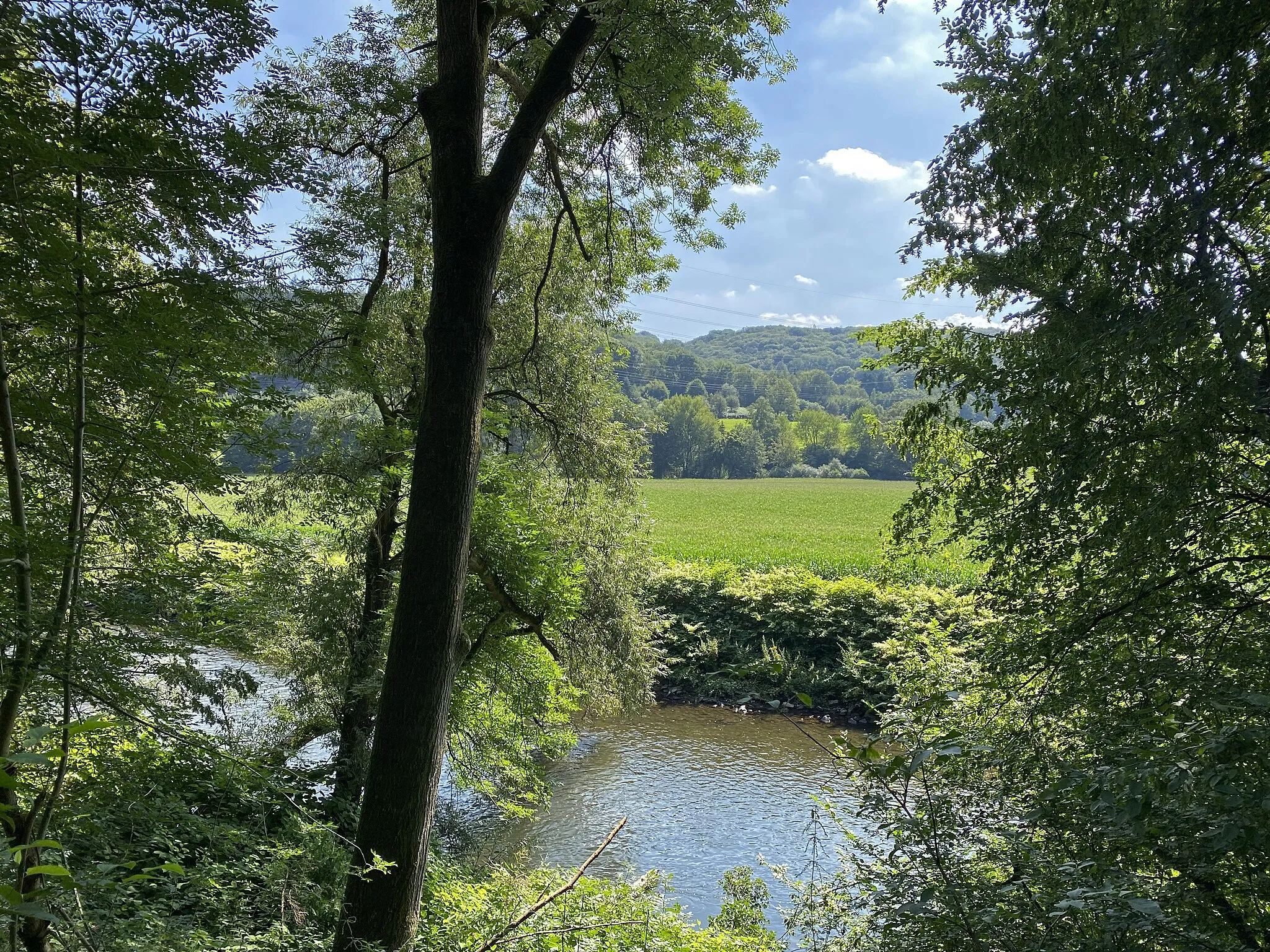 Photo showing: Kaltentaler Bach mündet in die Wupper  zwischen Obenrüdener Kotten und Wupperhof