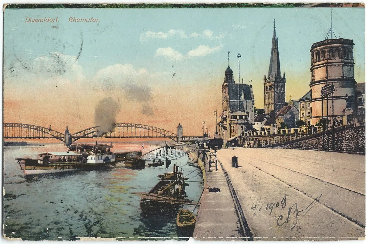 Photo showing: Vue des quais de Düsseldorf au début du XXe siècle (carte postale).
