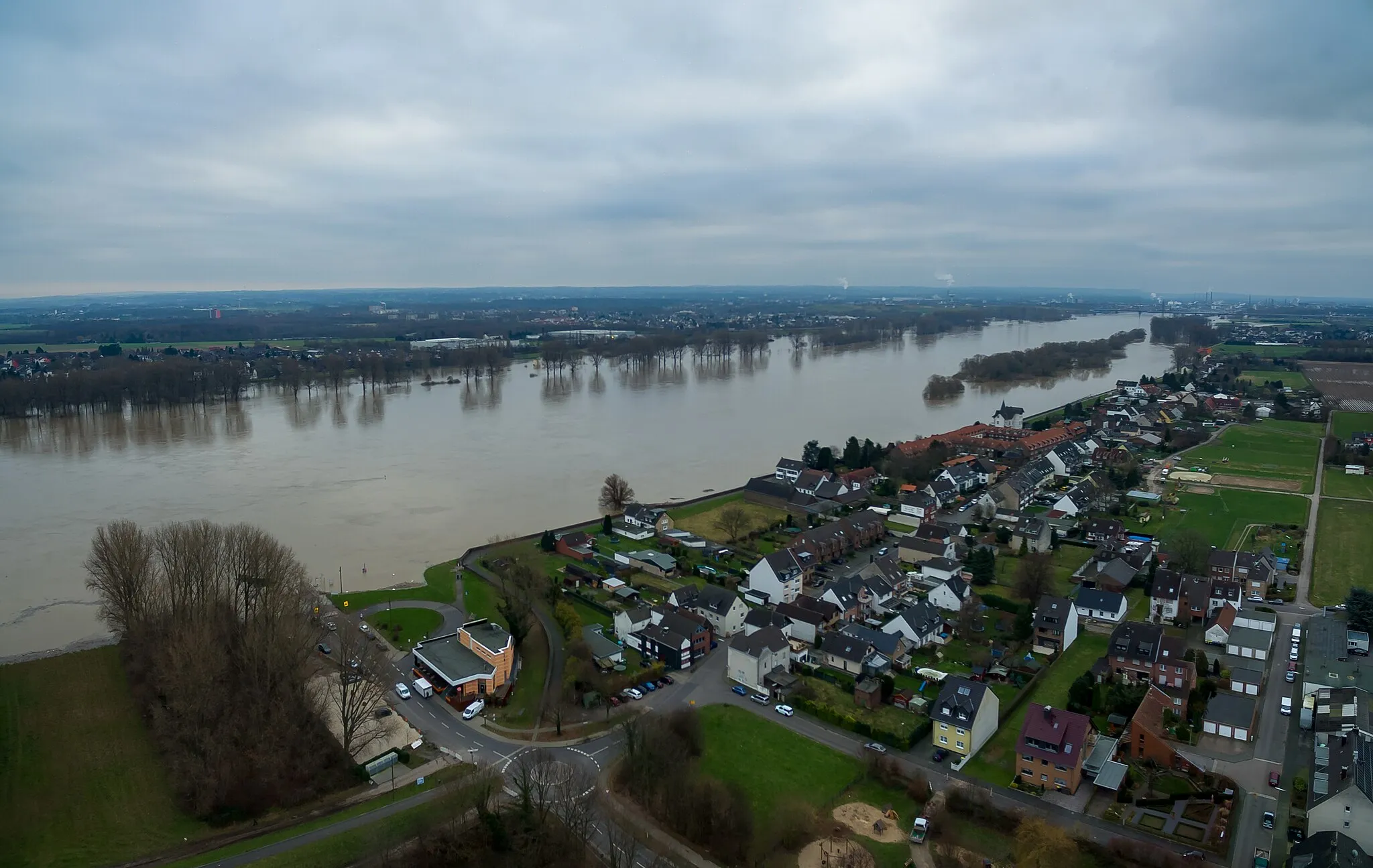 Photo showing: Hochwasser Januar 2018 in Köln-Langel