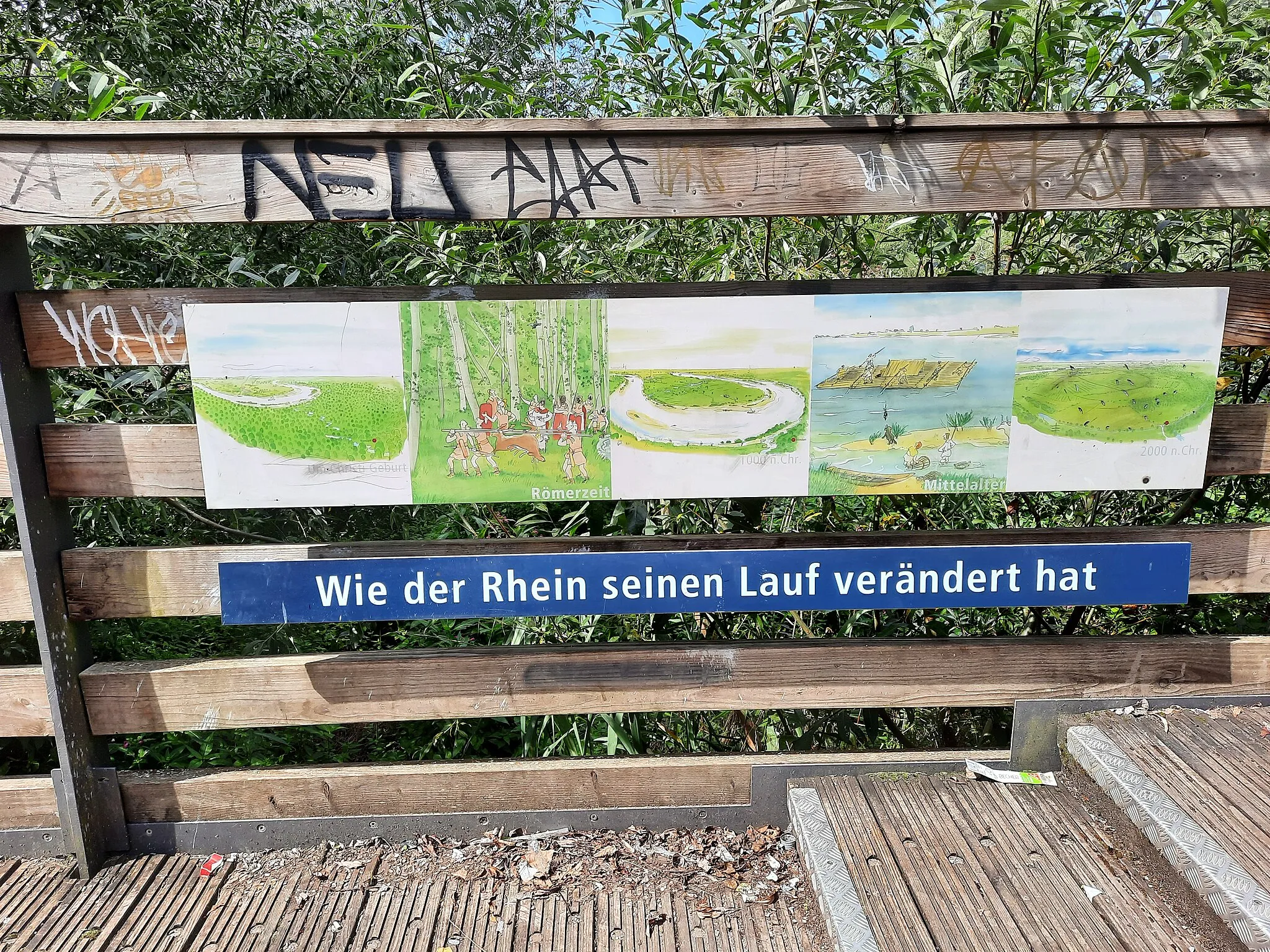 Photo showing: Informationstafel über die verschiedenen Landschaften am früheren Verlauf des Rheins in Düsseldorf-Hellerhof