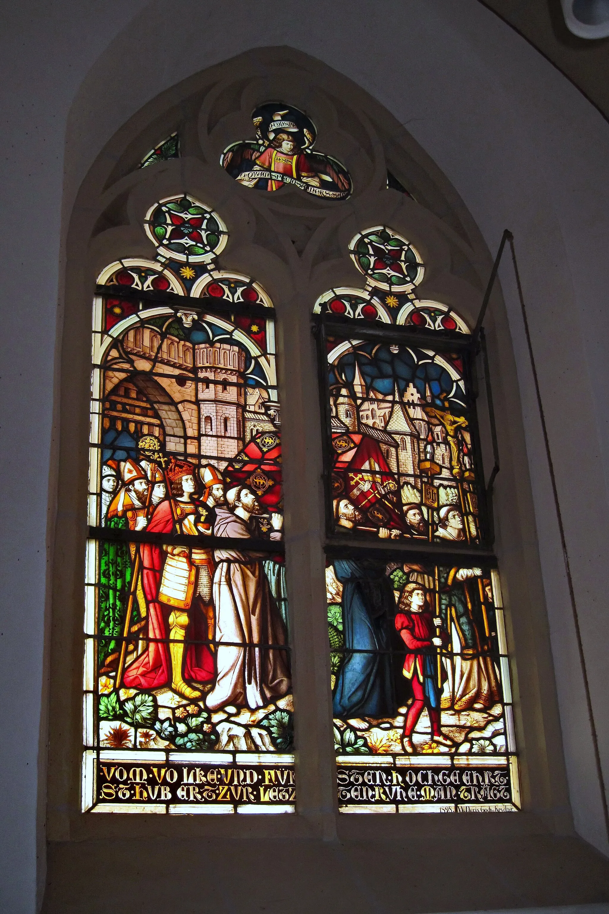 Photo showing: Kirchenfenster von Wilhelm Derix in der Kapelle St. Hubertus Keylaer (Ersterwähnung 1381) in Kevelaer, Hubertusstraße.