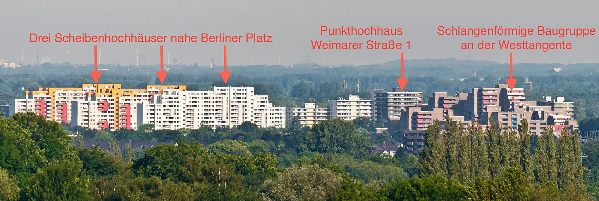 Photo showing: Ratingen-West vom Hasselbecker Berg - Ausschnitt