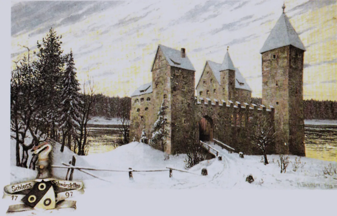 Photo showing: Burg Schwörstadt vor dem Brand von 1797; Ölgemälde