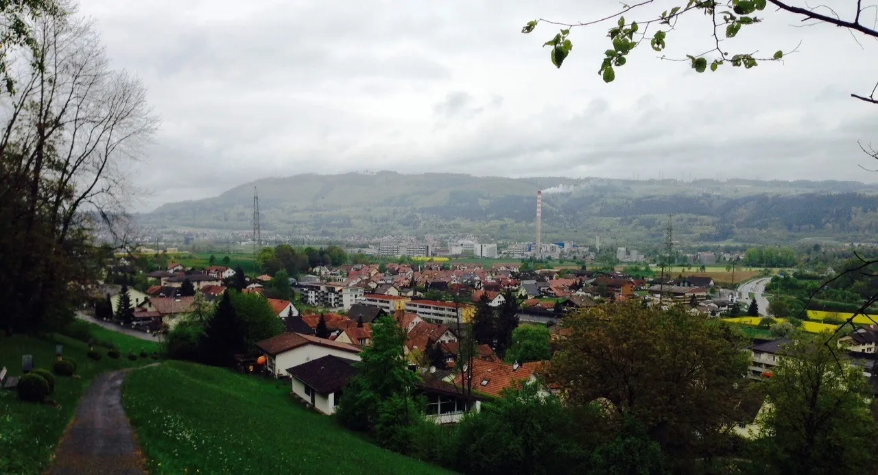 Photo showing: Sicht vom Kreuzweg (Eiken) gegen den Bad Säckingen (Deutschland).